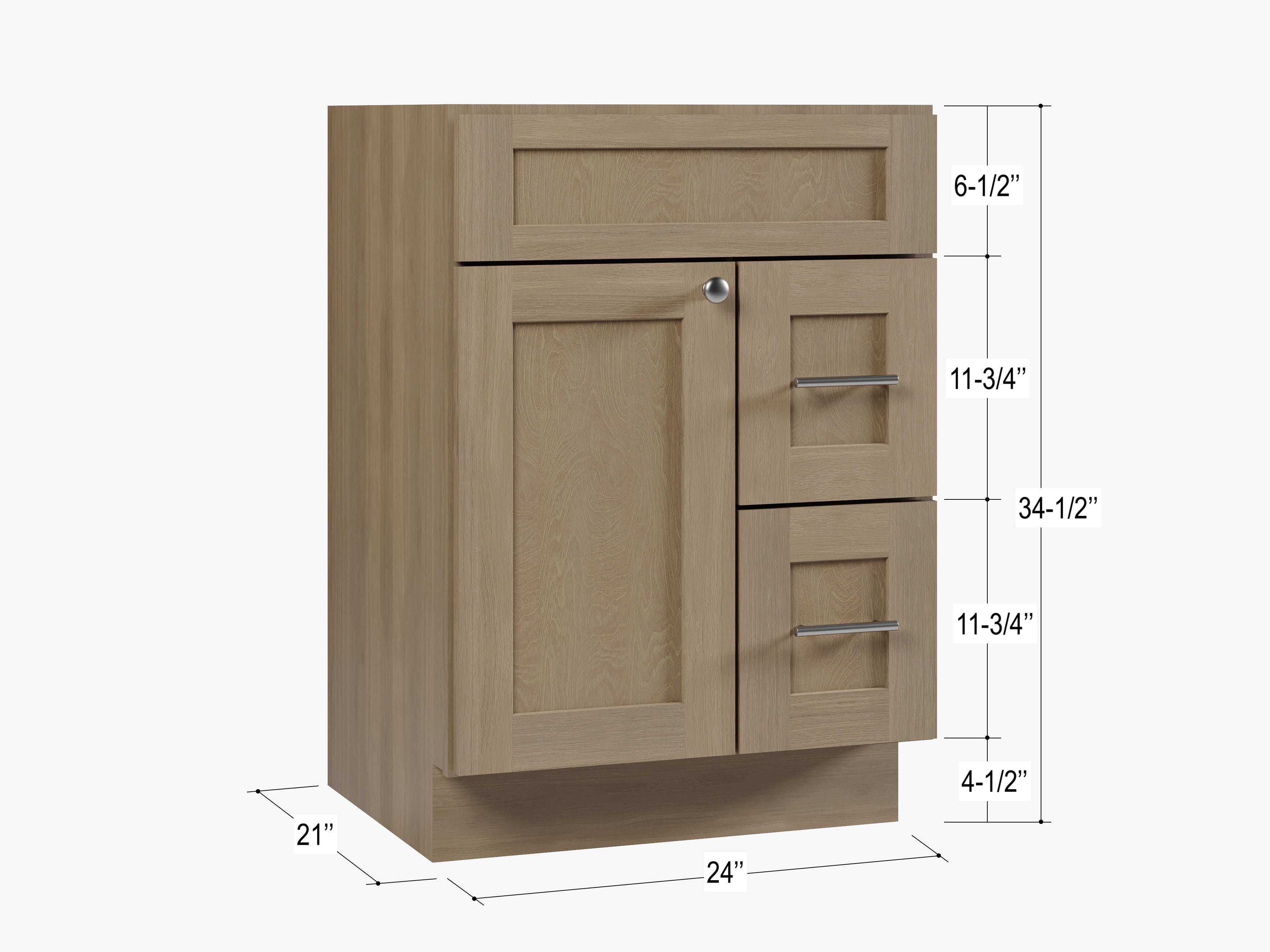 24'' Single Bathroom Vanity Base Only Drawer Right