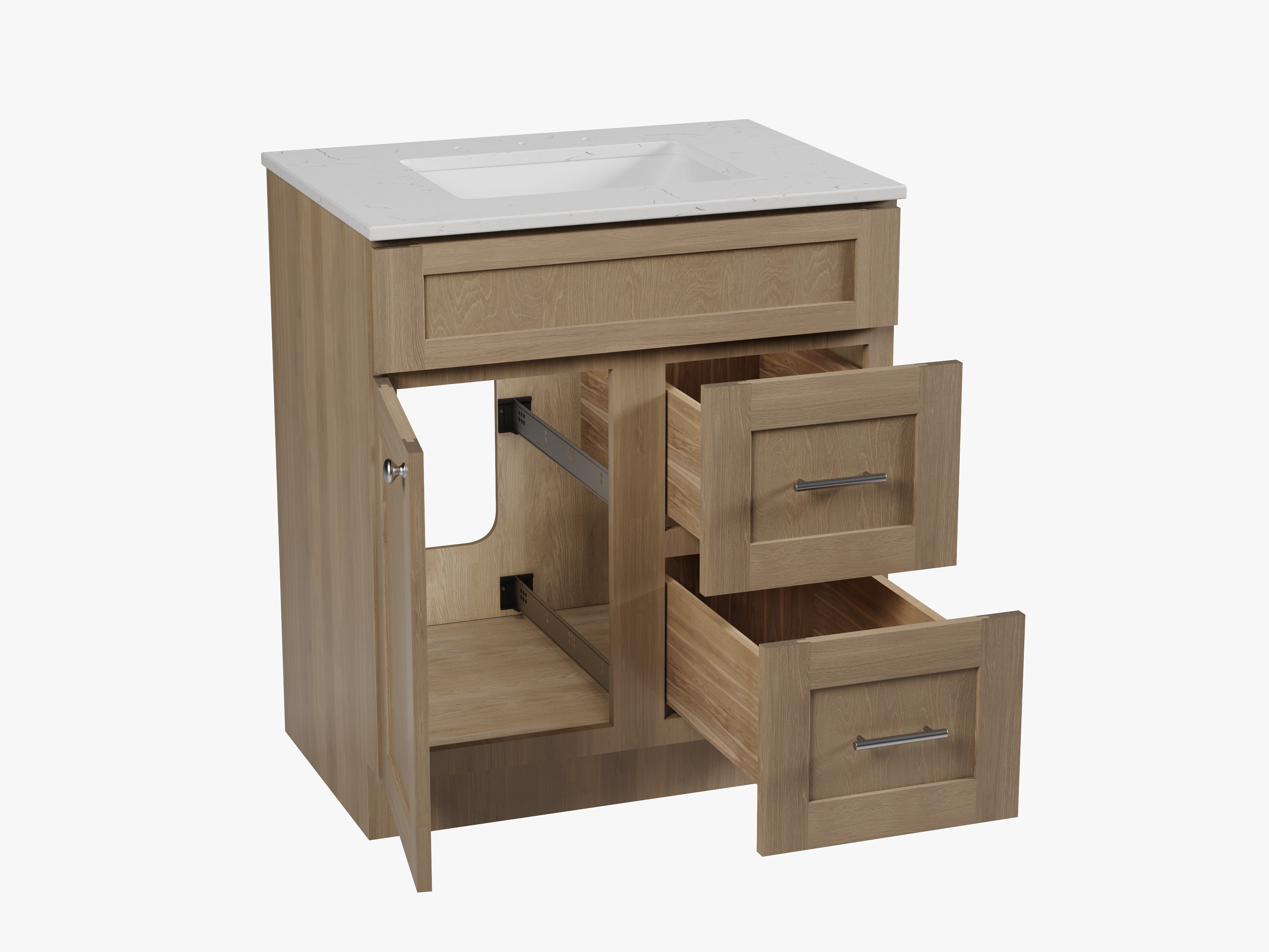 Disar 30 x 21 Inch Drawer Right  Bathroom Vanity White Single Sink