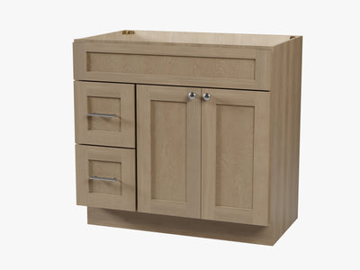 [color:Natural Oak] 36'' Bathroom Vanity With Left Drawer, Base Only - Natural Oak finish view