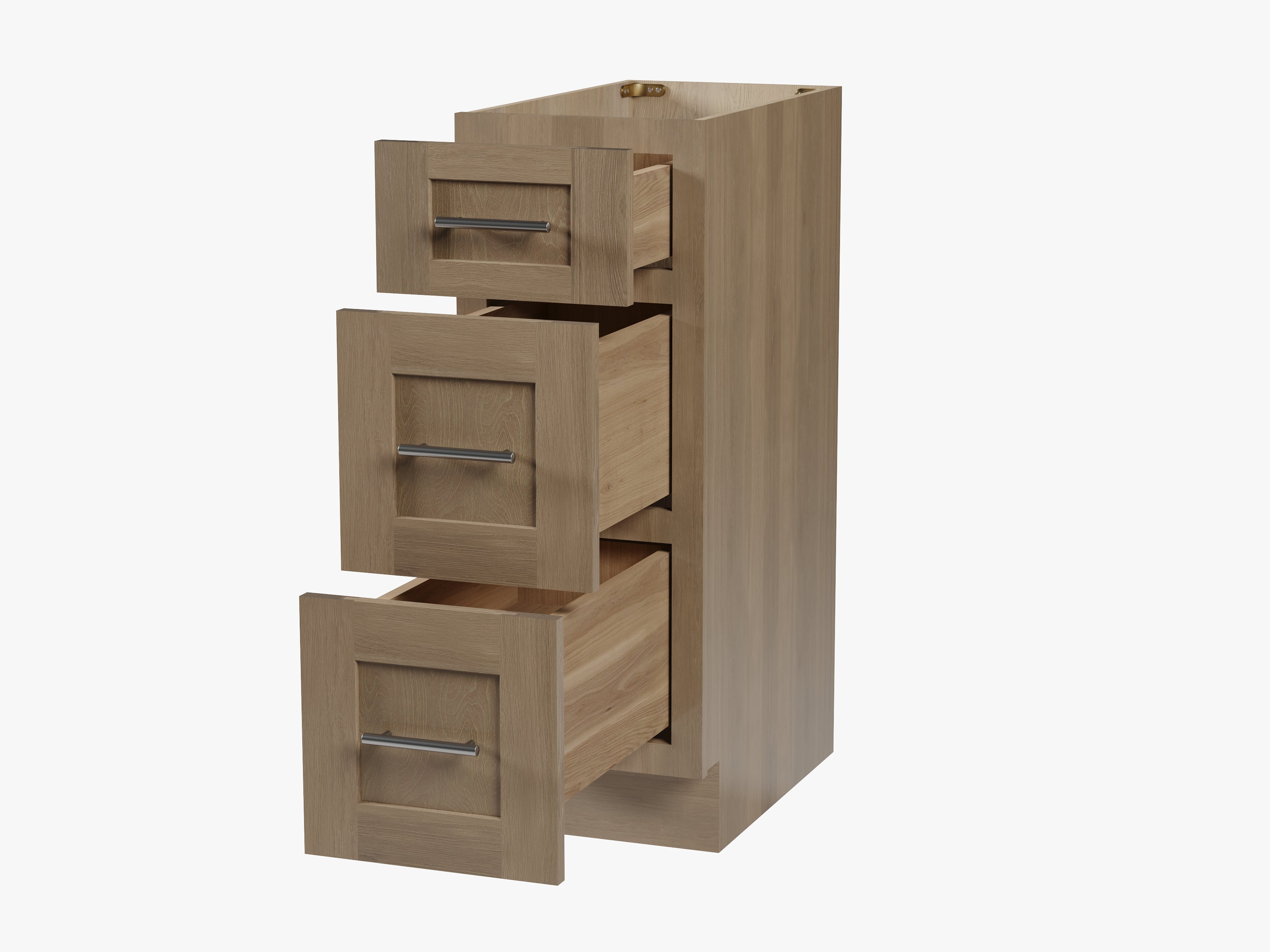 Disar 12'' Vanity 3 Drawer Cabinet Solid Wood Plywood Construction Base Only