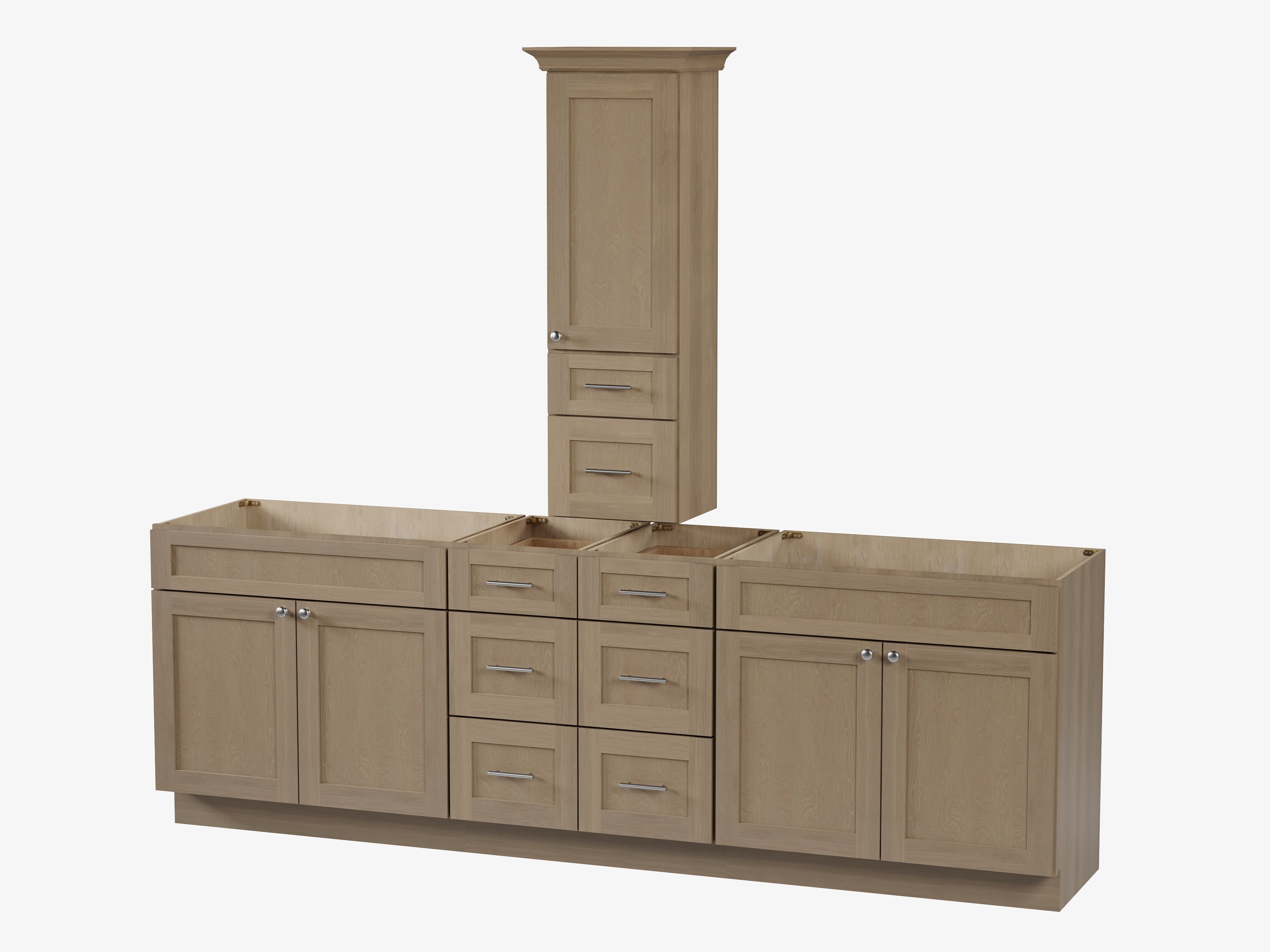 Disar 102' Double Bathroom Vanity With Counter Top Tall Cabinet Base Only