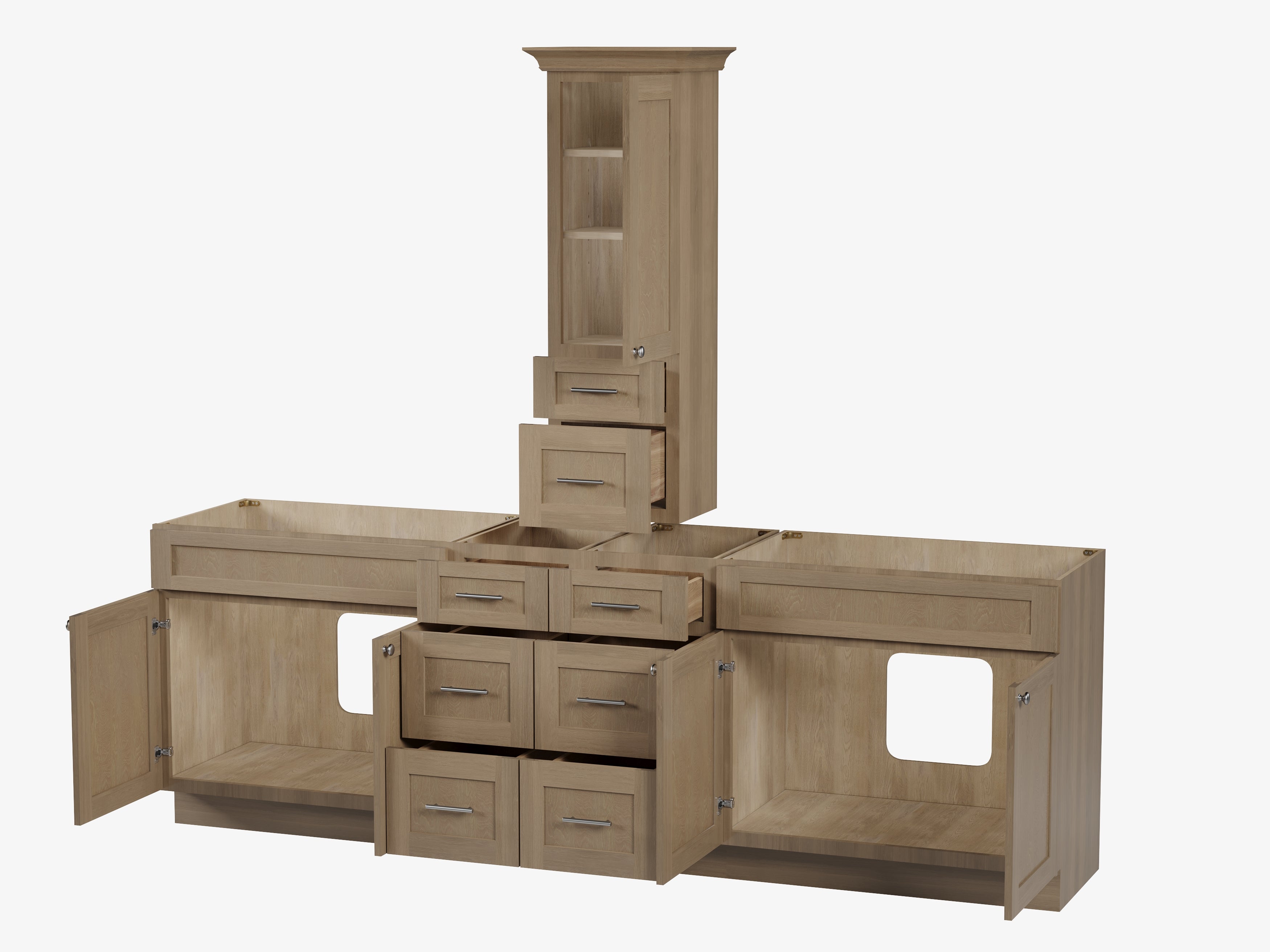 Disar 102' Double Bathroom Vanity With Counter Top Tall Cabinet Base Only