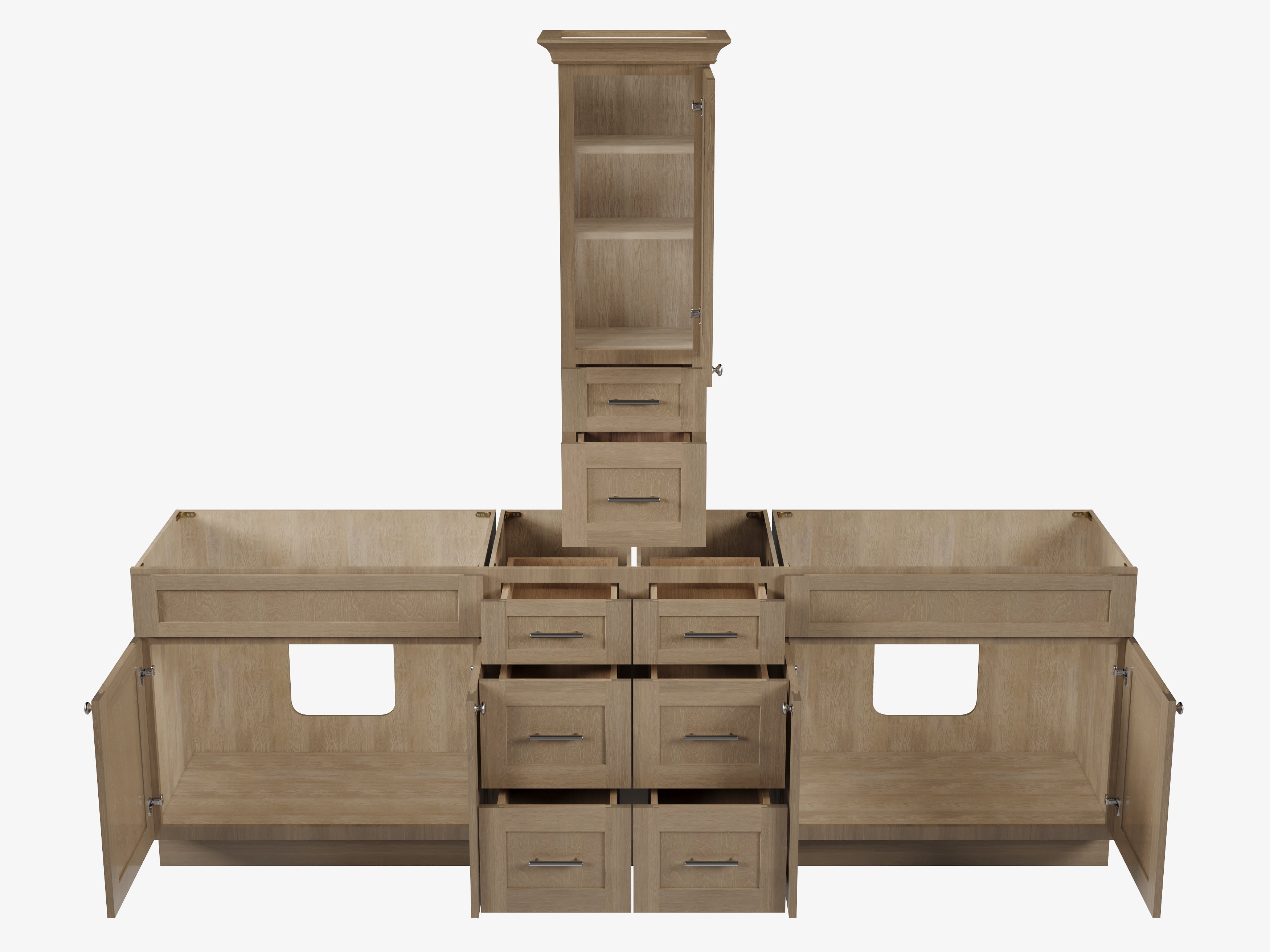 Disar 102' Double Bathroom Vanity With Counter Top Tall Cabinet Base Only