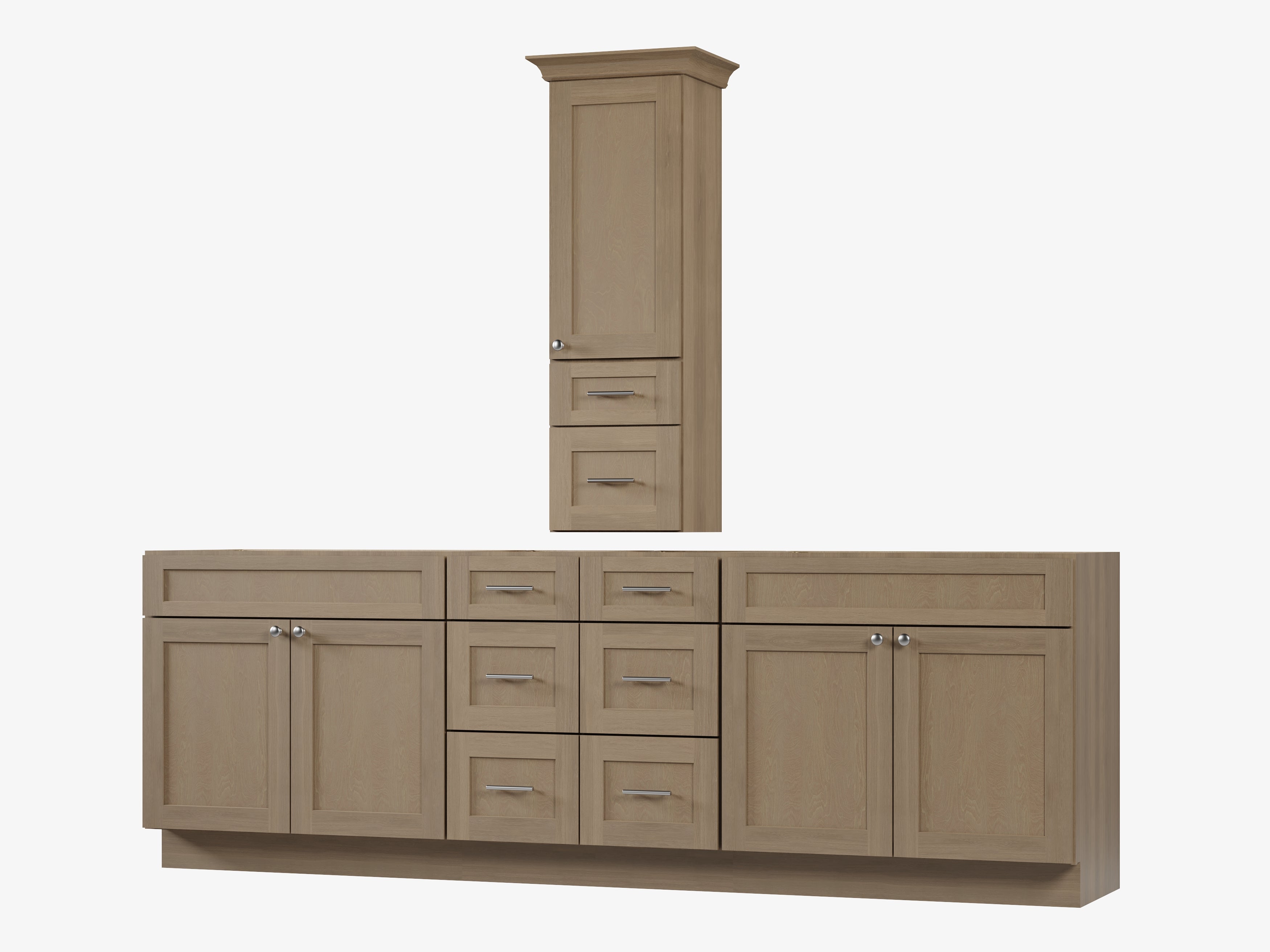 Disar 102' Double Bathroom Vanity With Counter Top Tall Cabinet Base Only