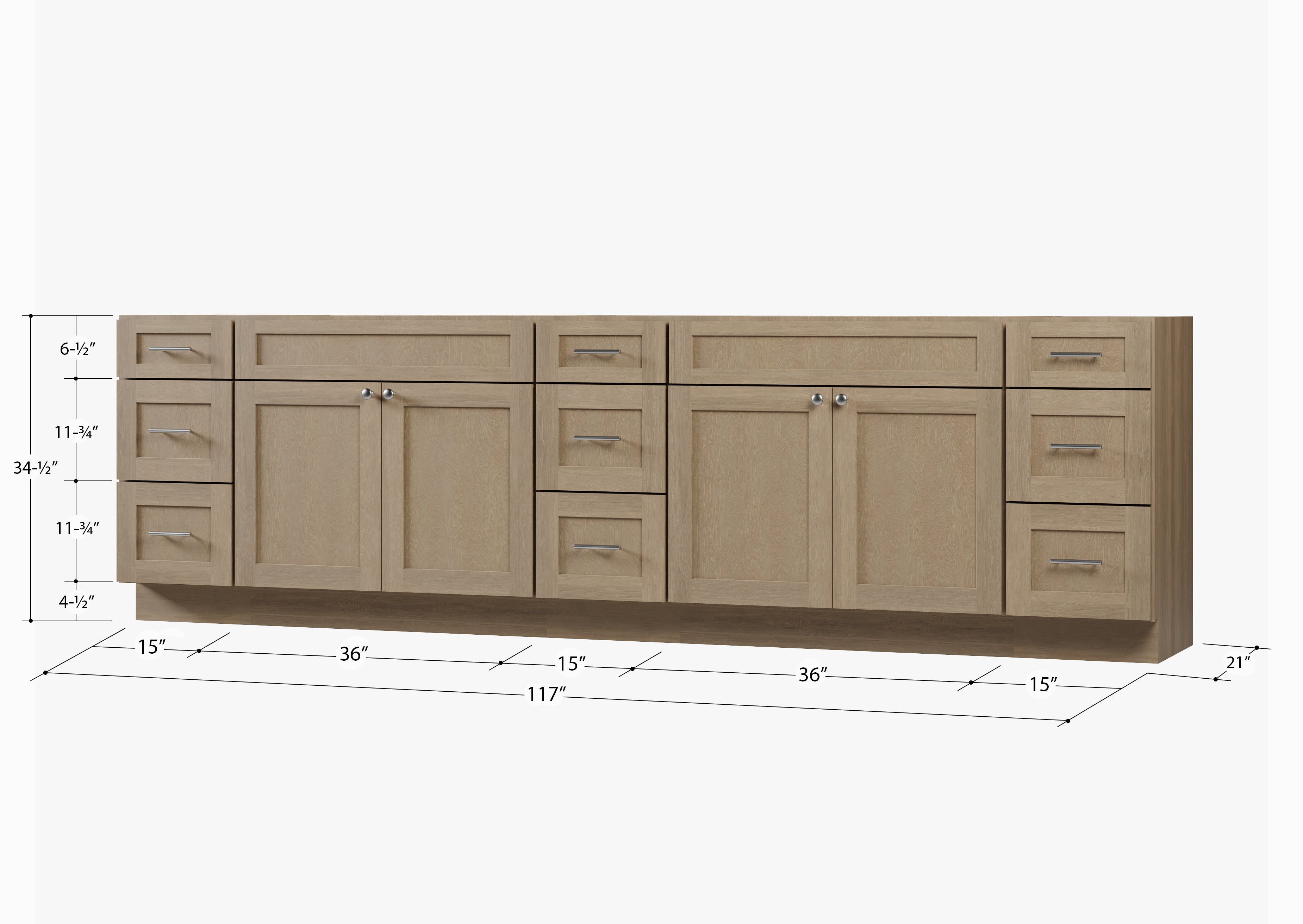 117'' Double Bathroom Vanity Base only