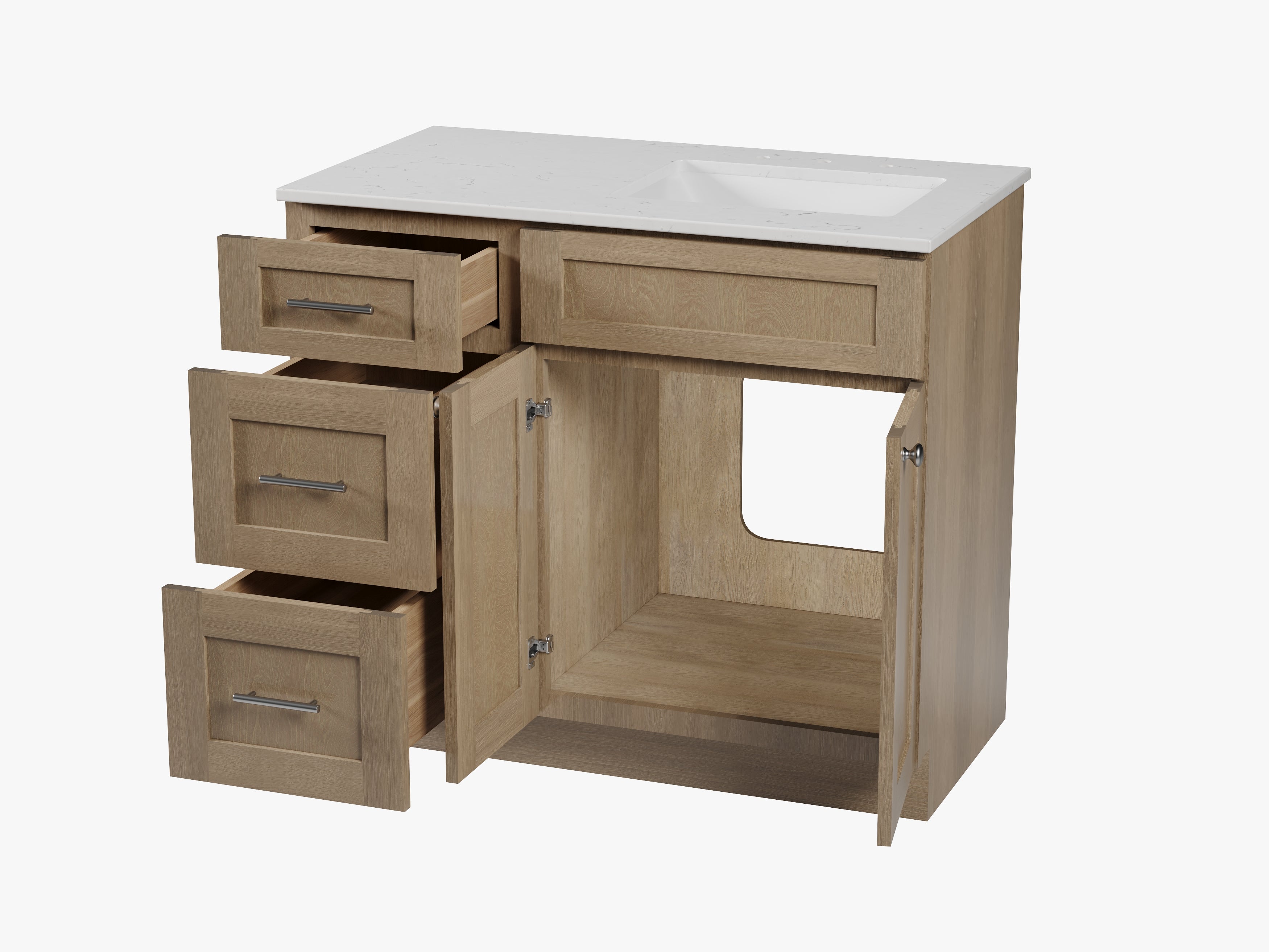 Disar 39'' Left Drawer Single Bathroom Vanity with Quartz Top