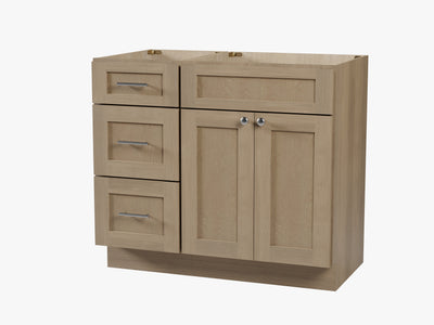 [color:Natural Oak] 39'' Left Drawer Single Bathroom Vanity, Base Only - Natural Oak finish view