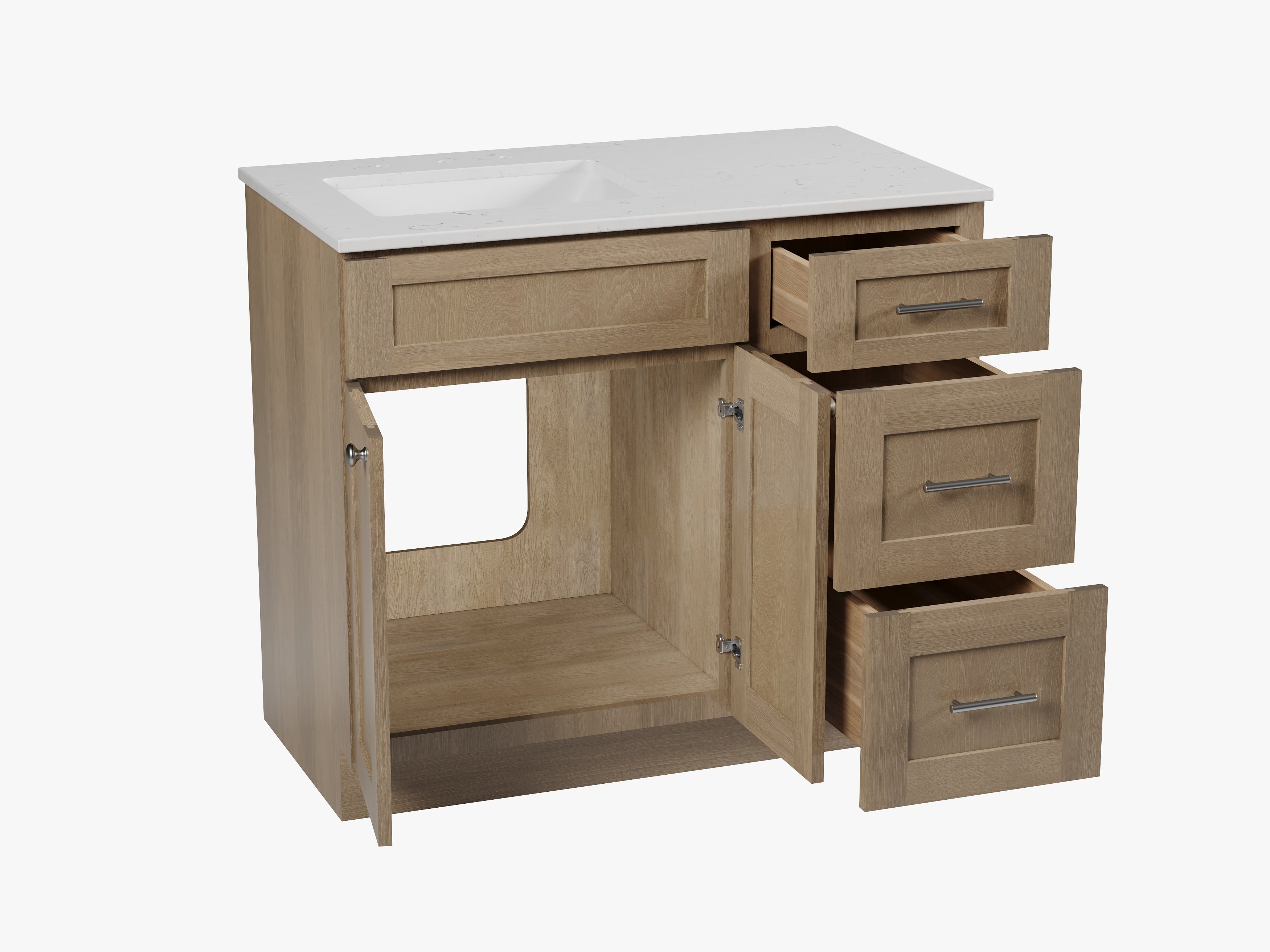 Disar 39'' Right Drawer Single Bathroom Vanity with Quartz Top