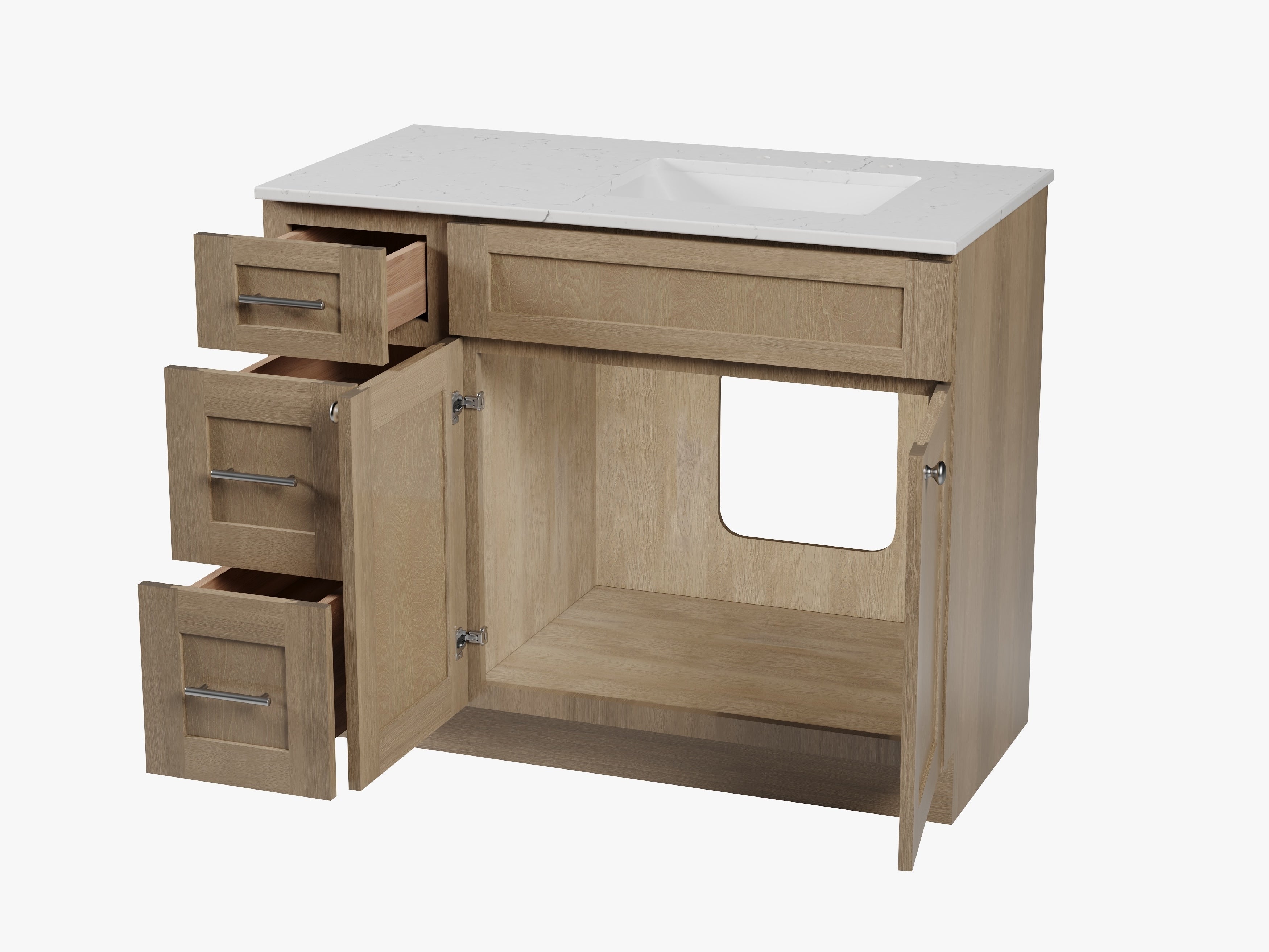 Disar 43'' Drawer Left Single Bathroom Vanity with Quartz Top