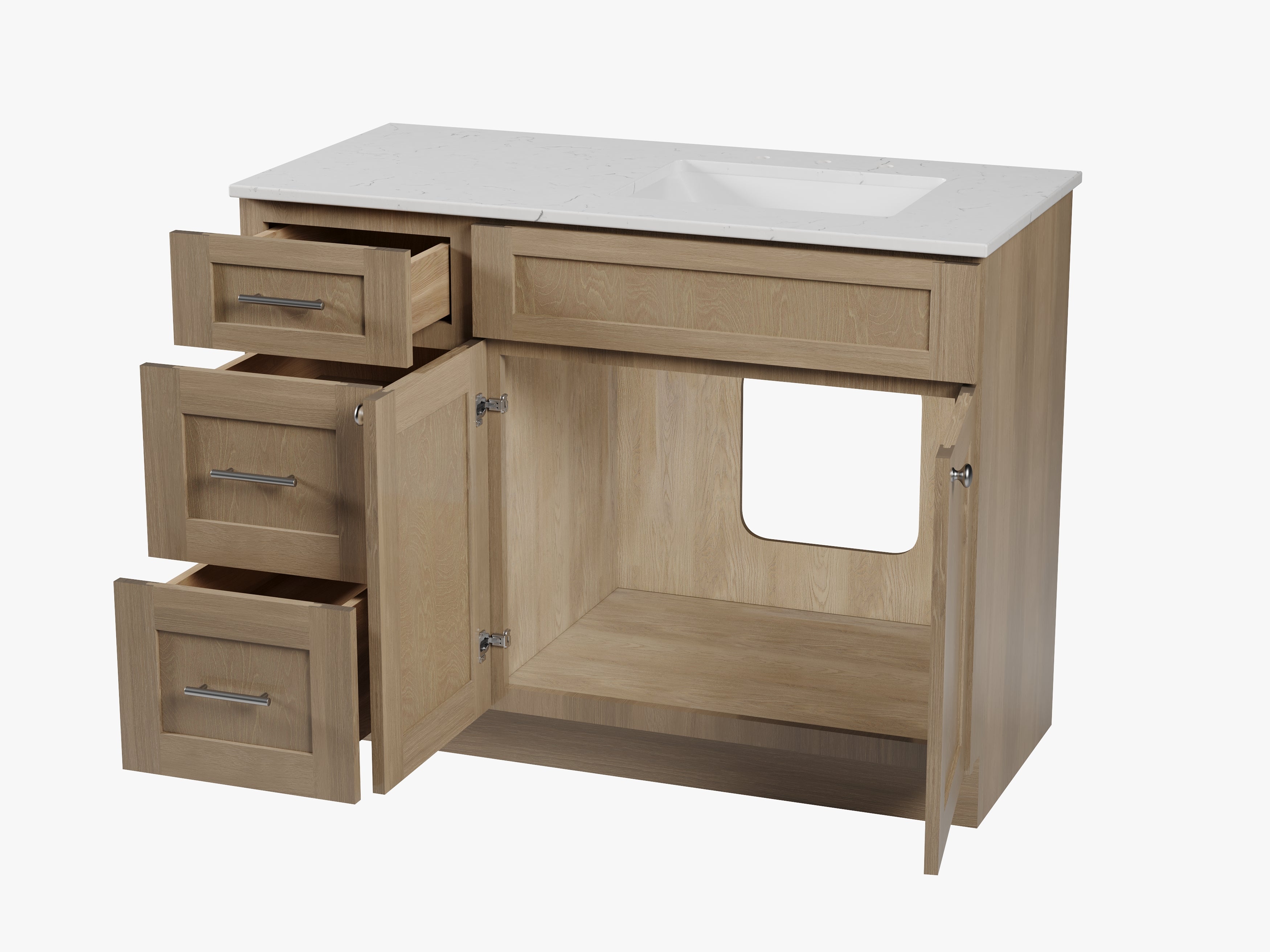Disar 46'' Drawer Left Single Bathroom Vanity with Quartz Top