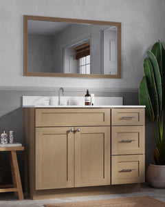 Disar 46'' Drawer Right Single Bathroom Vanity with Quartz Top