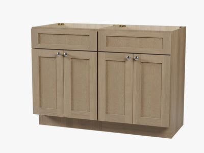 [color:Natural Oak] 48'' Double Bathroom Vanity Base Only - Natural Oak finish view