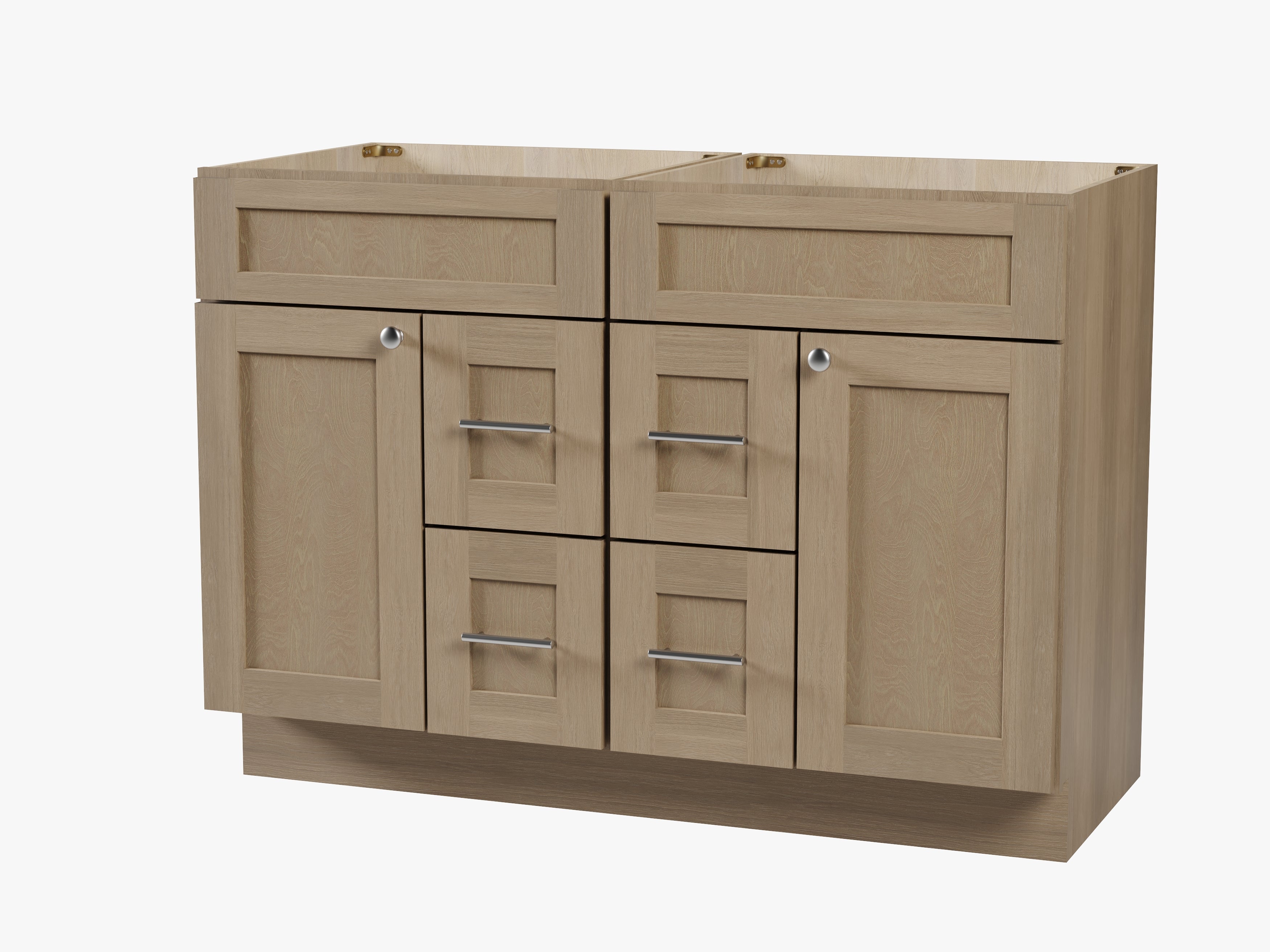 Disar 48 Inch Double Bathroom Vanity Base Only Cabinet Without Top Shaker Style Solid Wood Plywood