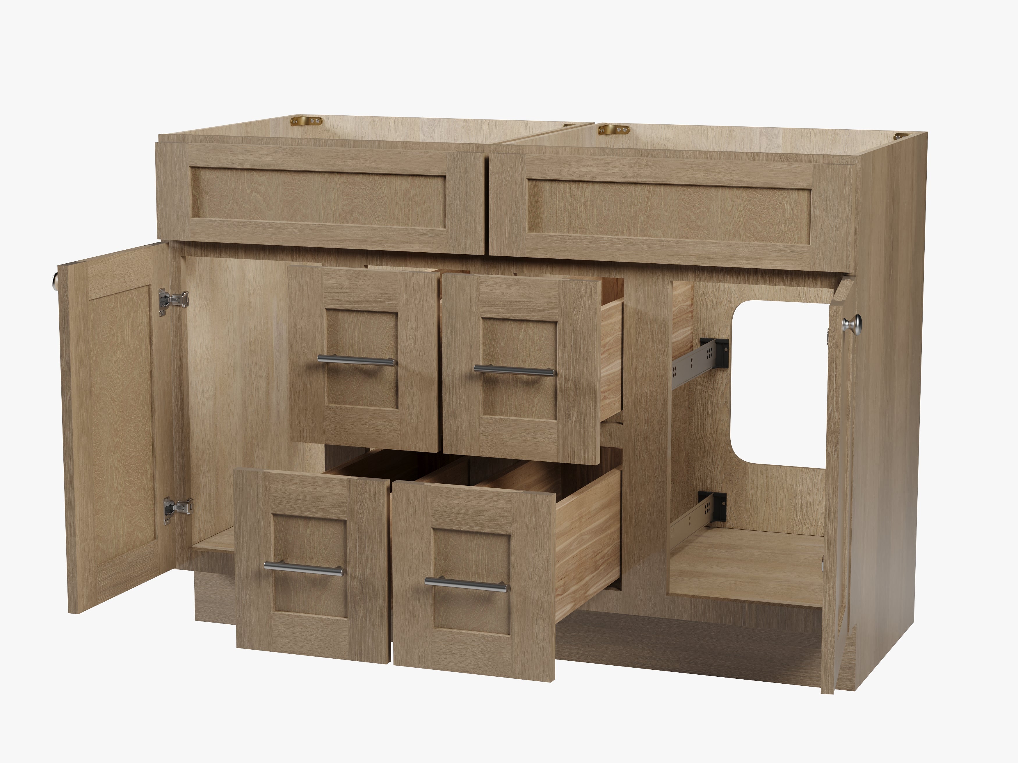 Disar 48 Inch Double Bathroom Vanity Base Only Cabinet Without Top Shaker Style Solid Wood Plywood