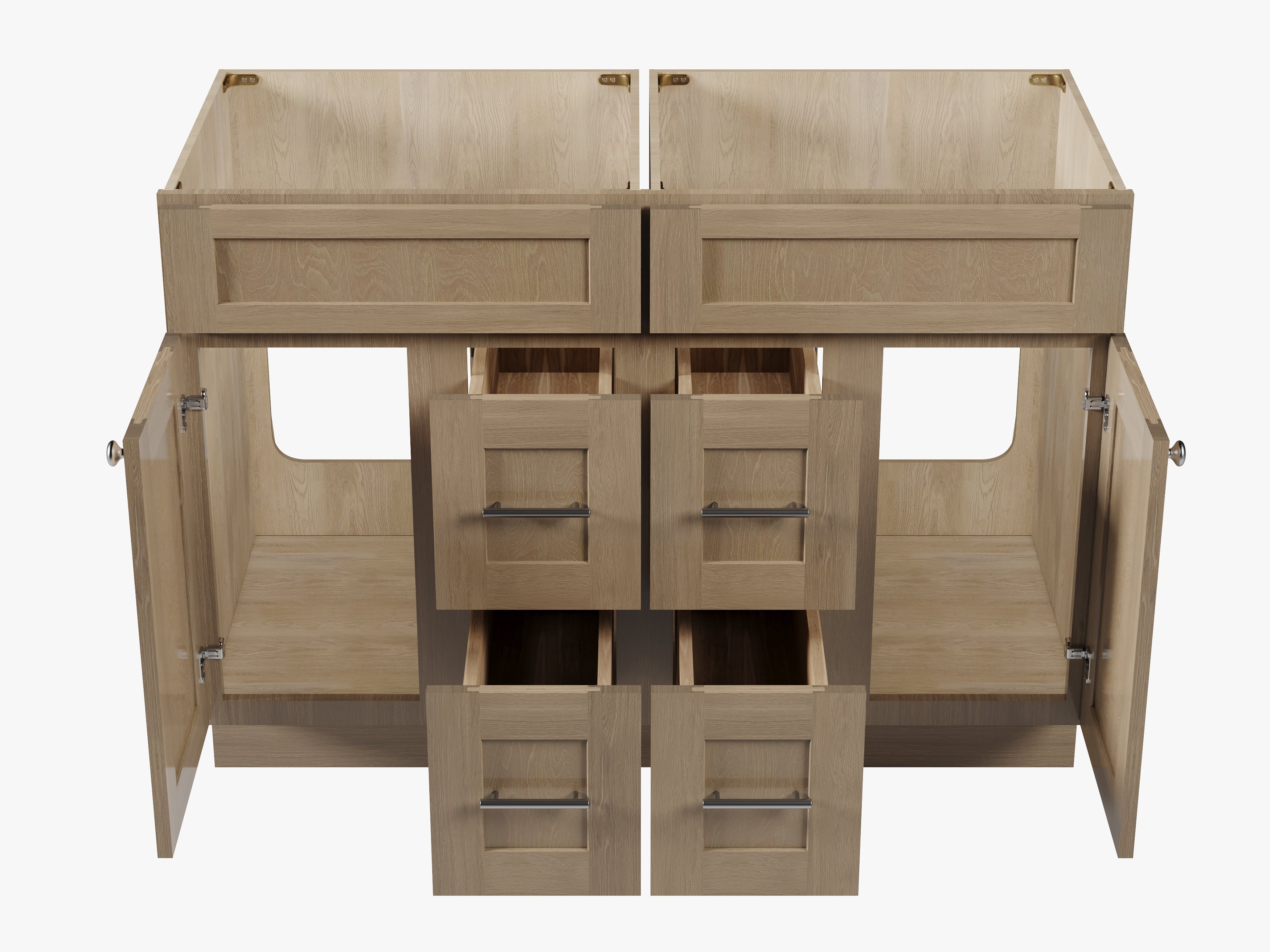 Disar 48 Inch Double Bathroom Vanity Base Only Cabinet Without Top Shaker Style Solid Wood Plywood