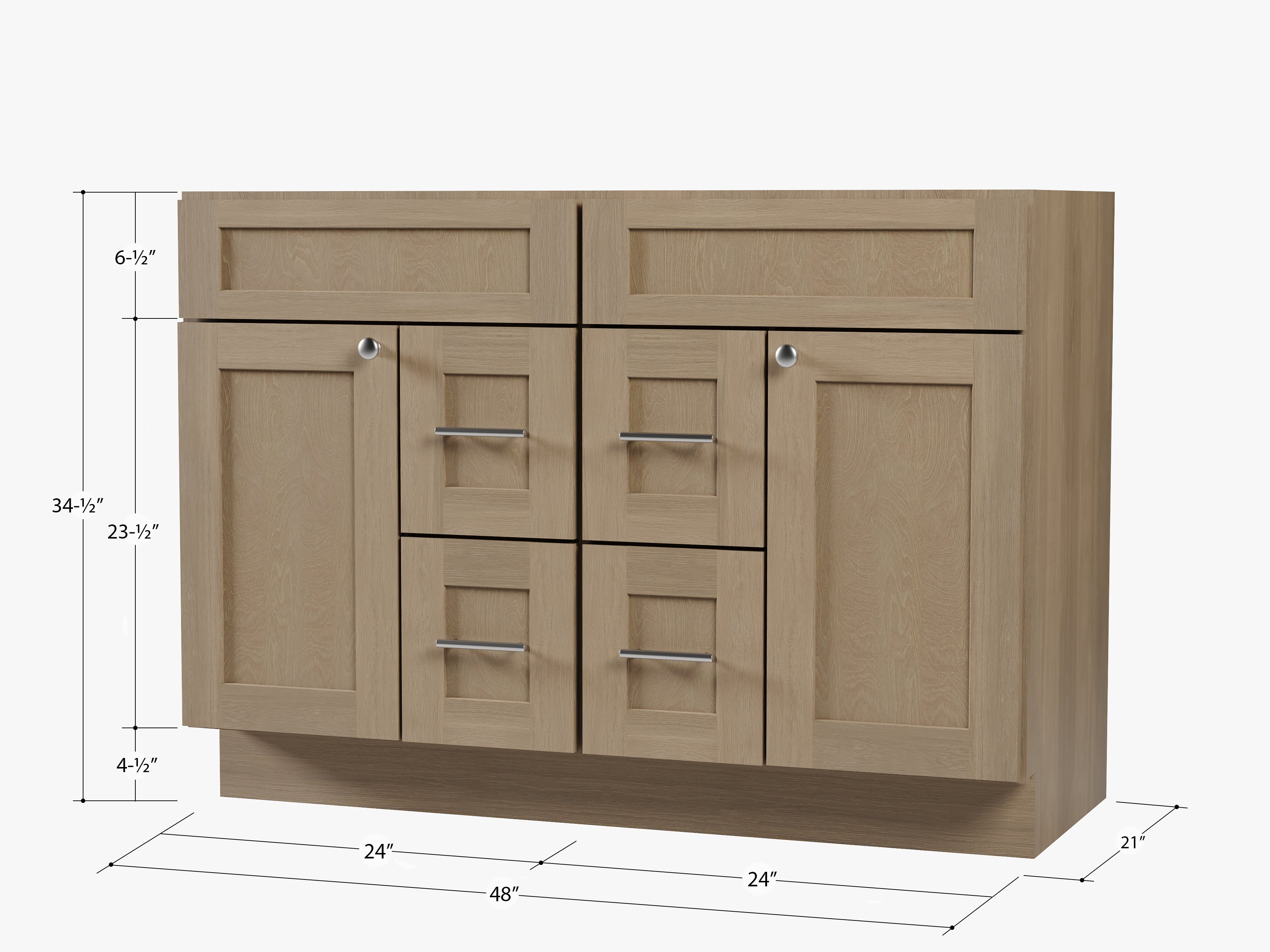 Disar 48 Inch Double Bathroom Vanity Base Only Cabinet Without Top Shaker Style Solid Wood Plywood
