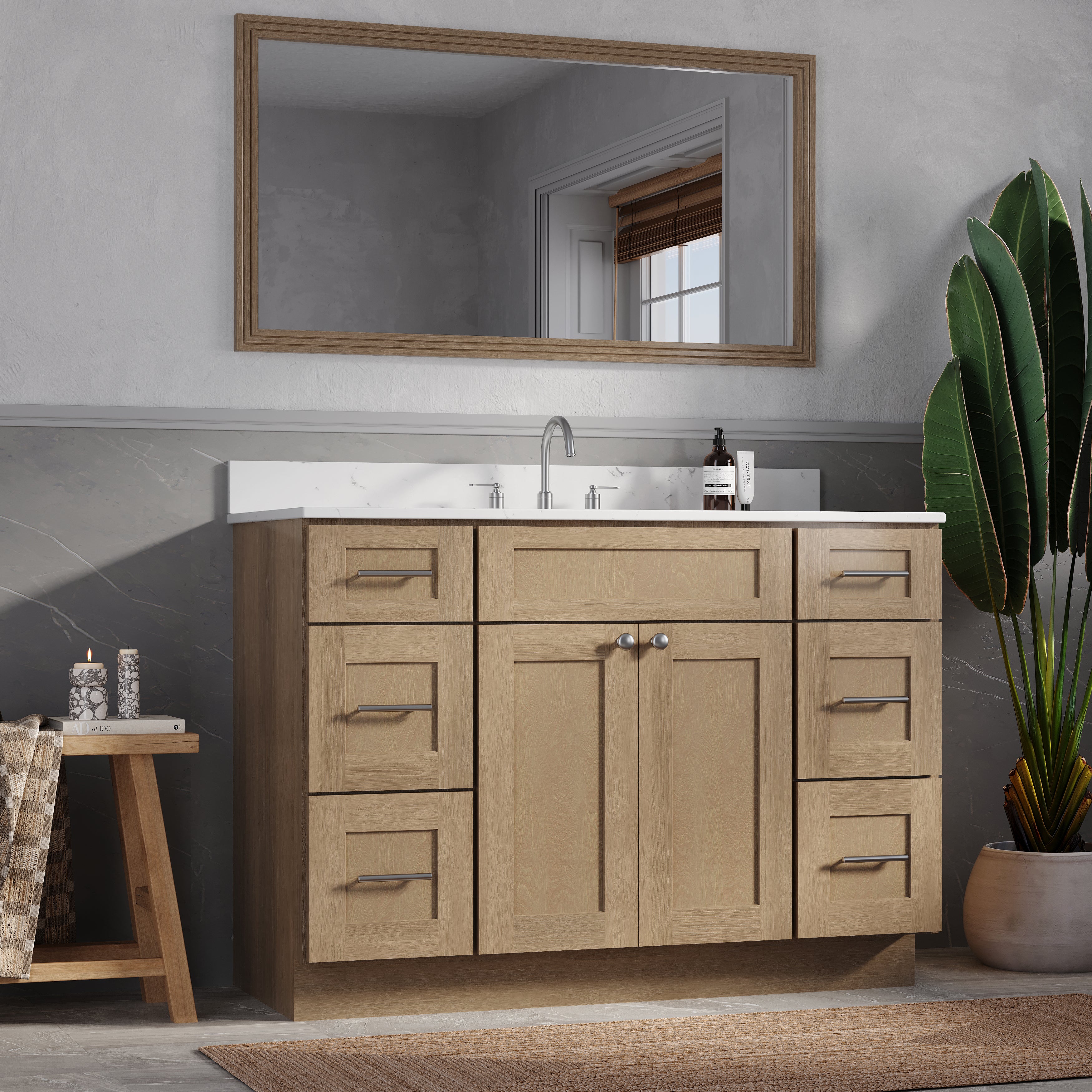 49'' Single Bathroom Vanity with Carrara Quartz Top