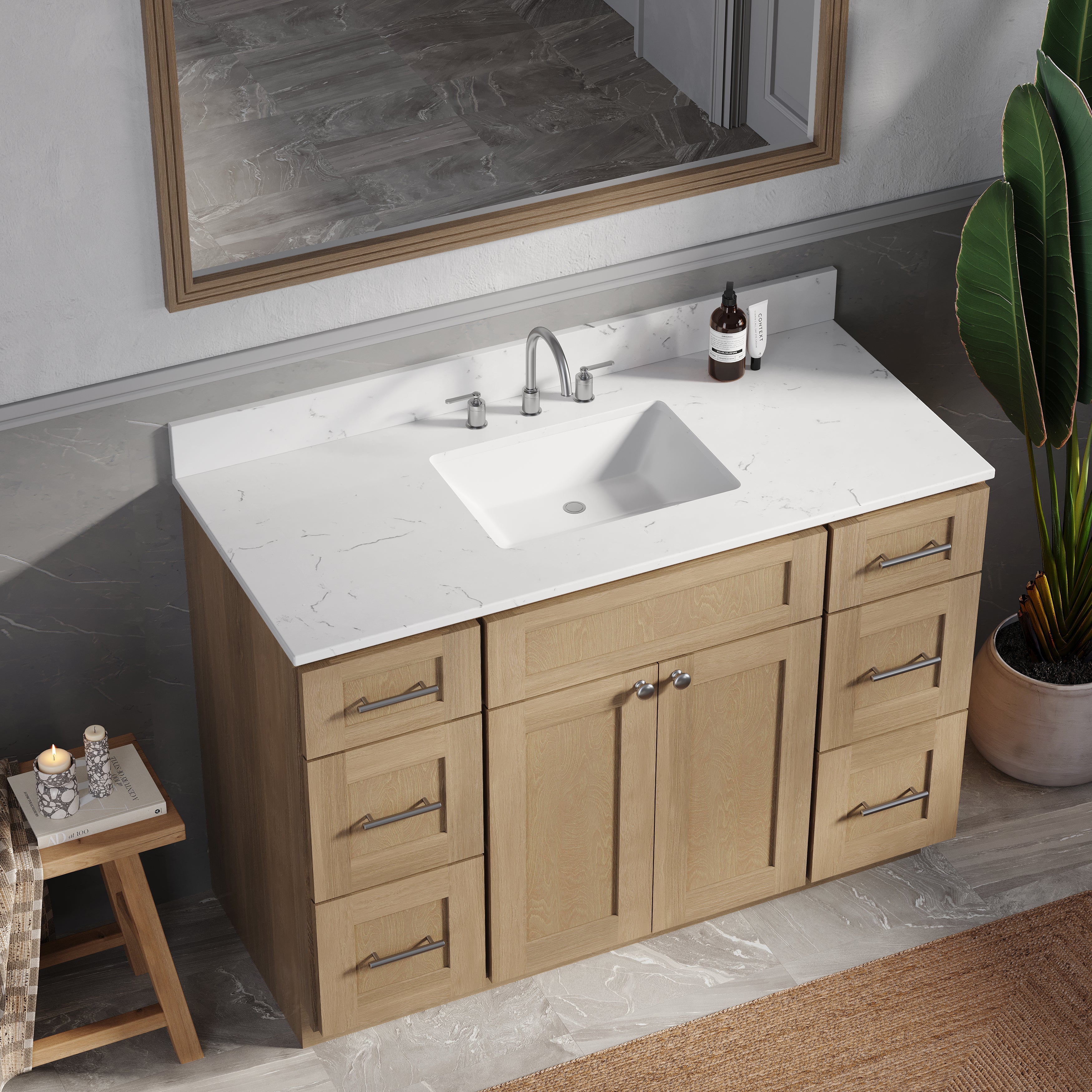 49'' Single Bathroom Vanity with Carrara Quartz Top