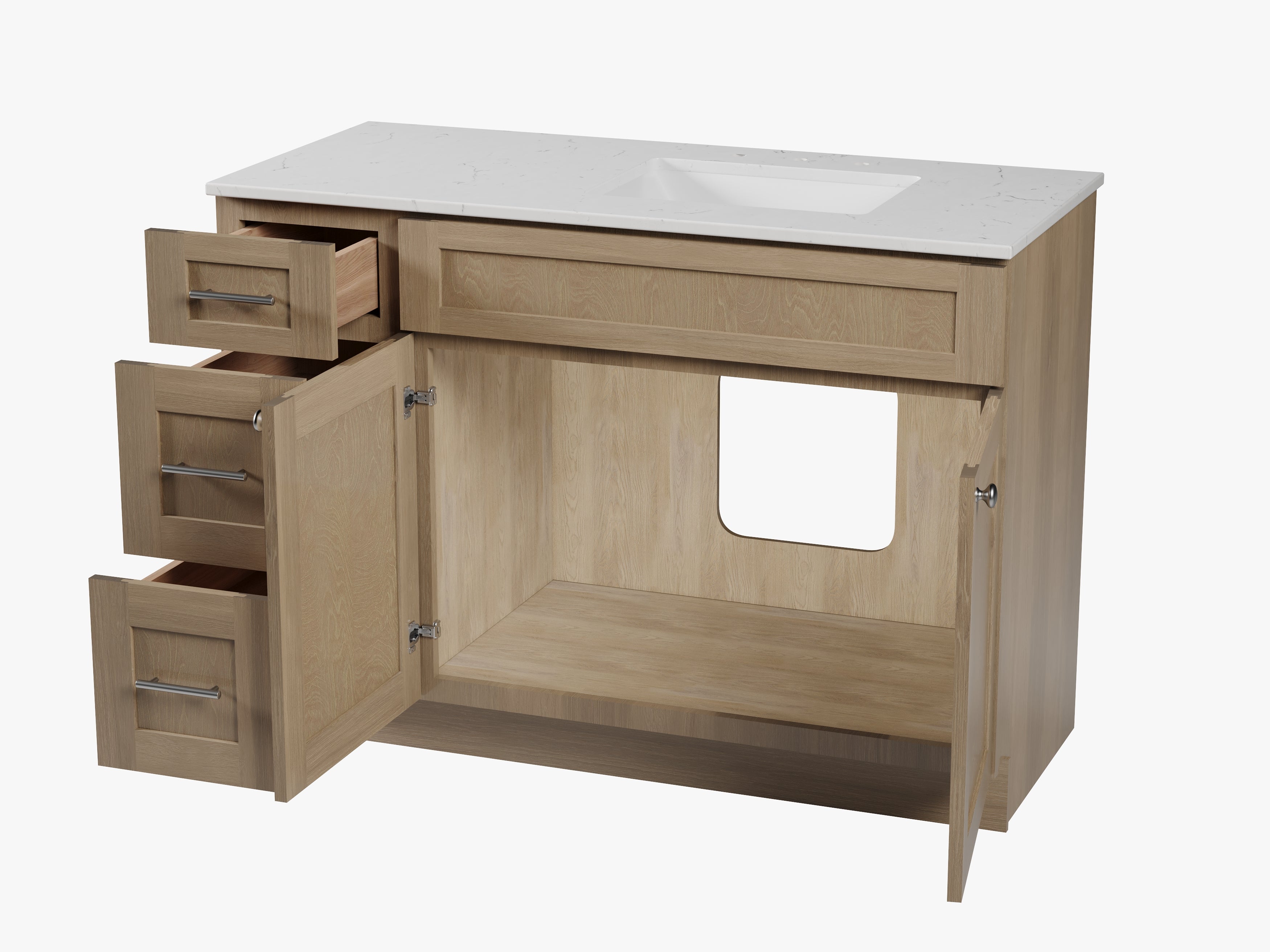 Disar 49'' Drawer Left Single Bathroom Vanity with Quartz Top