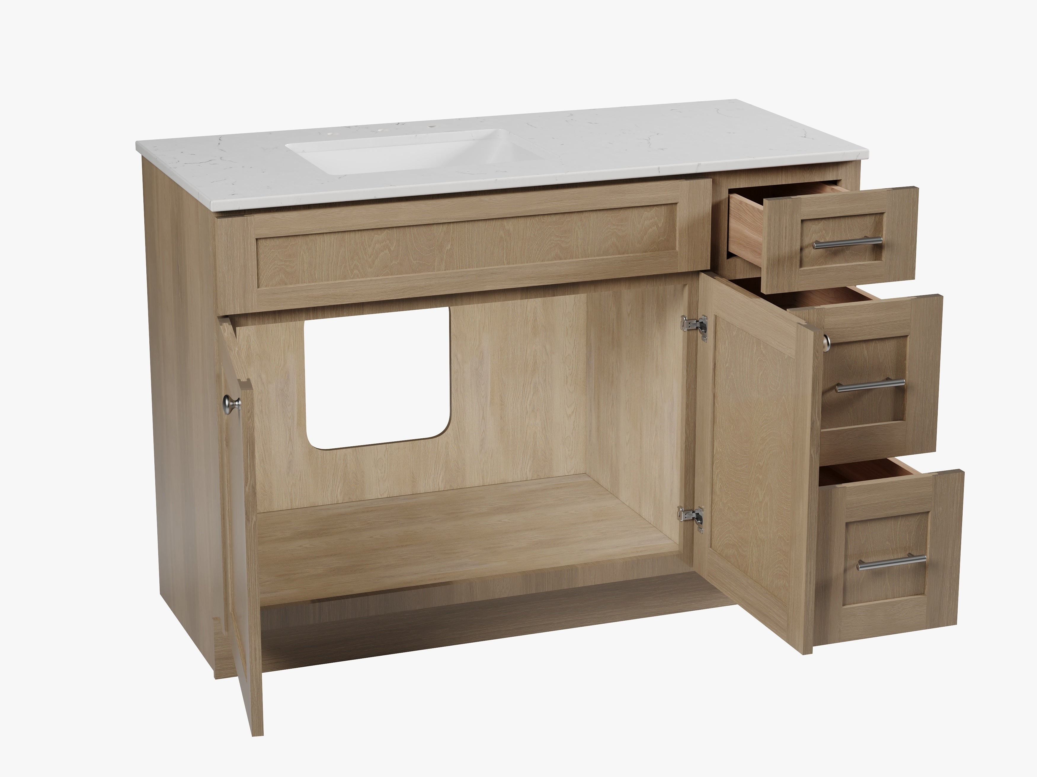 Disar 49'' Drawer Right Single Bathroom Vanity with Quartz Top