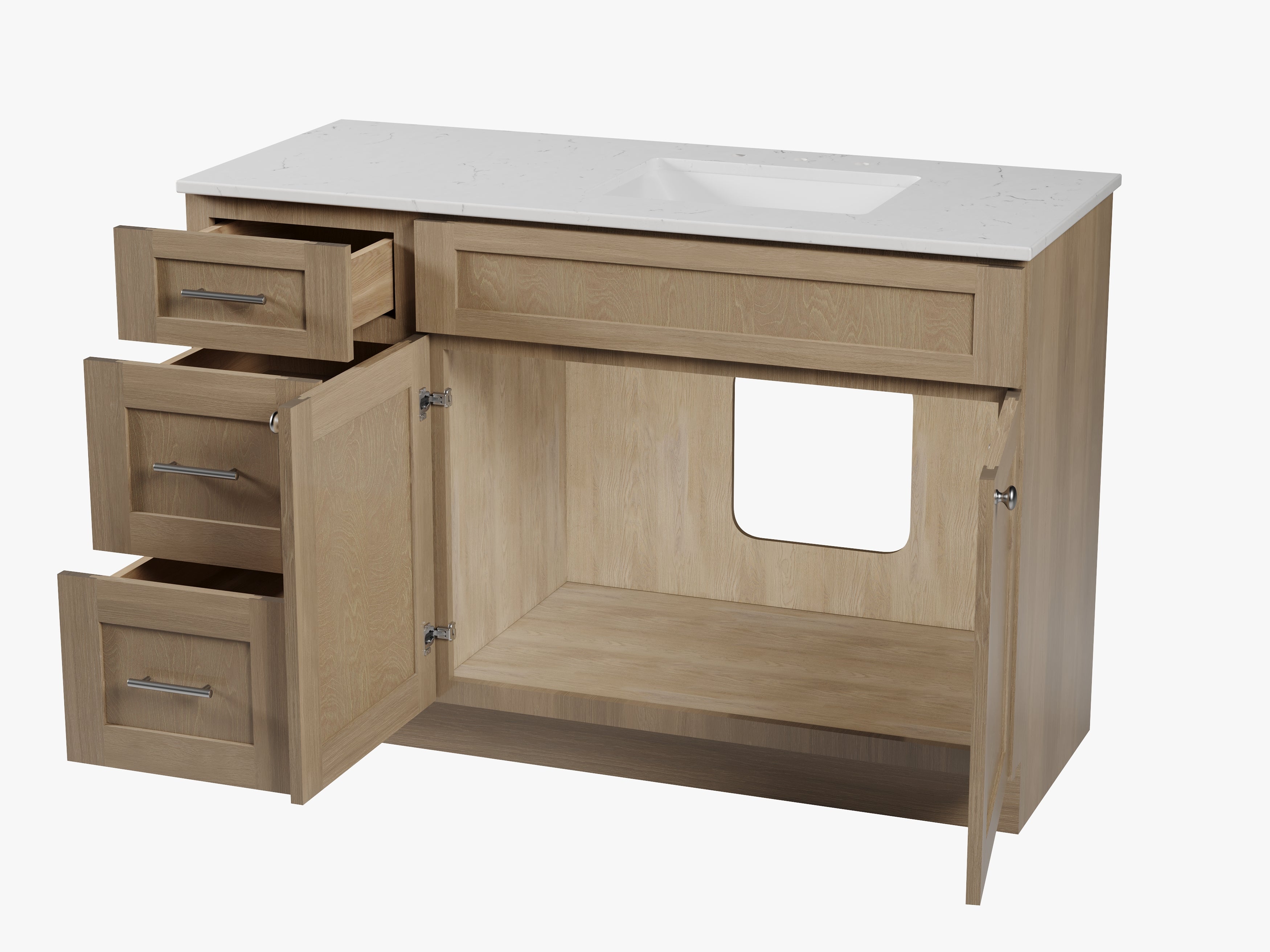 Disar 52'' Drawer Left Single Bathroom Vanity with Quartz Top