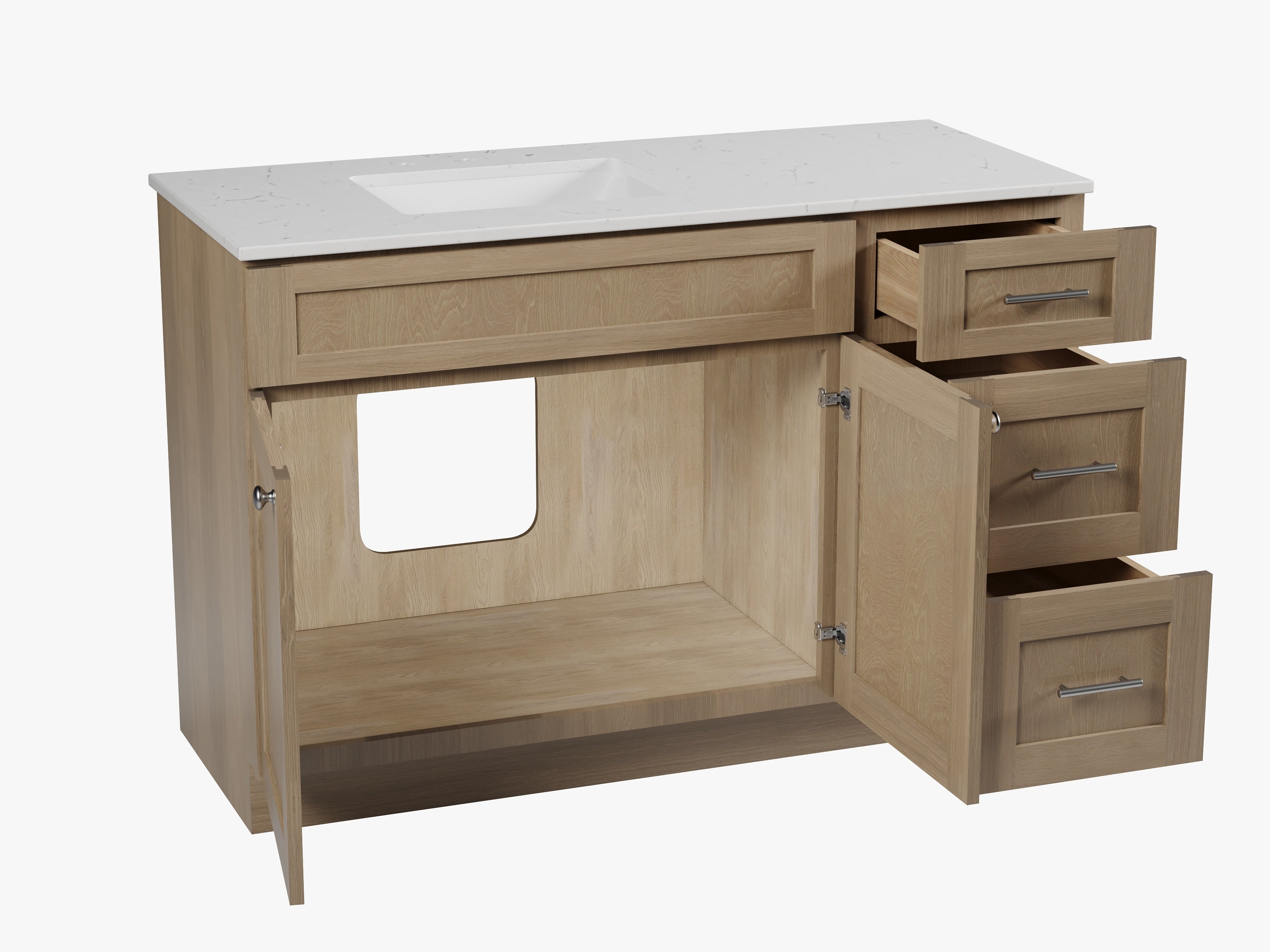 Disar 52'' Drawer Right  Single Bathroom Vanity with Quartz Top