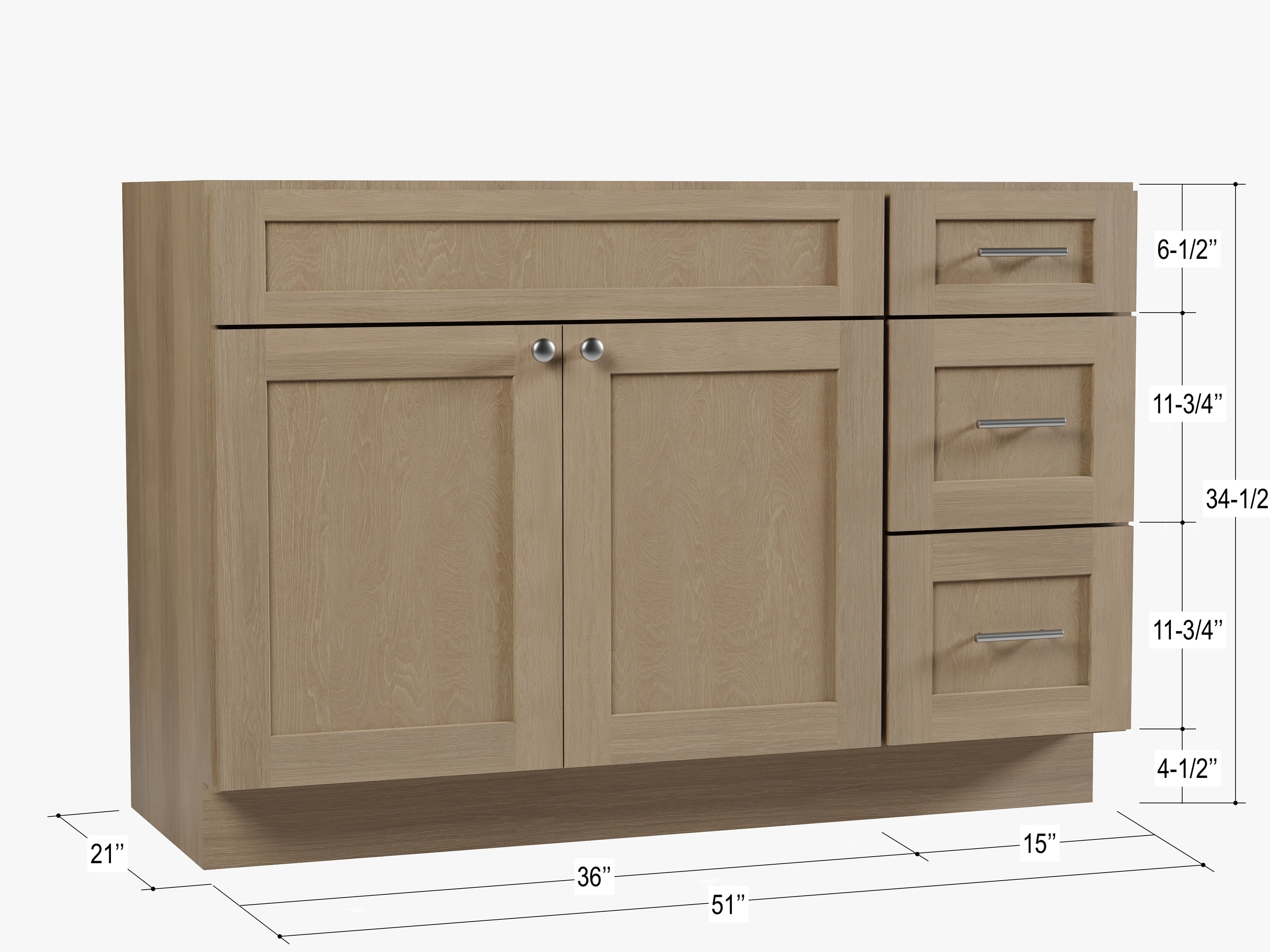 Disar 51" Single Bathroom Vanity Base Only in White