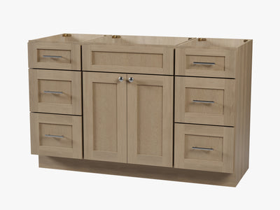[color:Natural Oak] 54" Single Bathroom Vanity Base Only in White - Natural Oak finish view