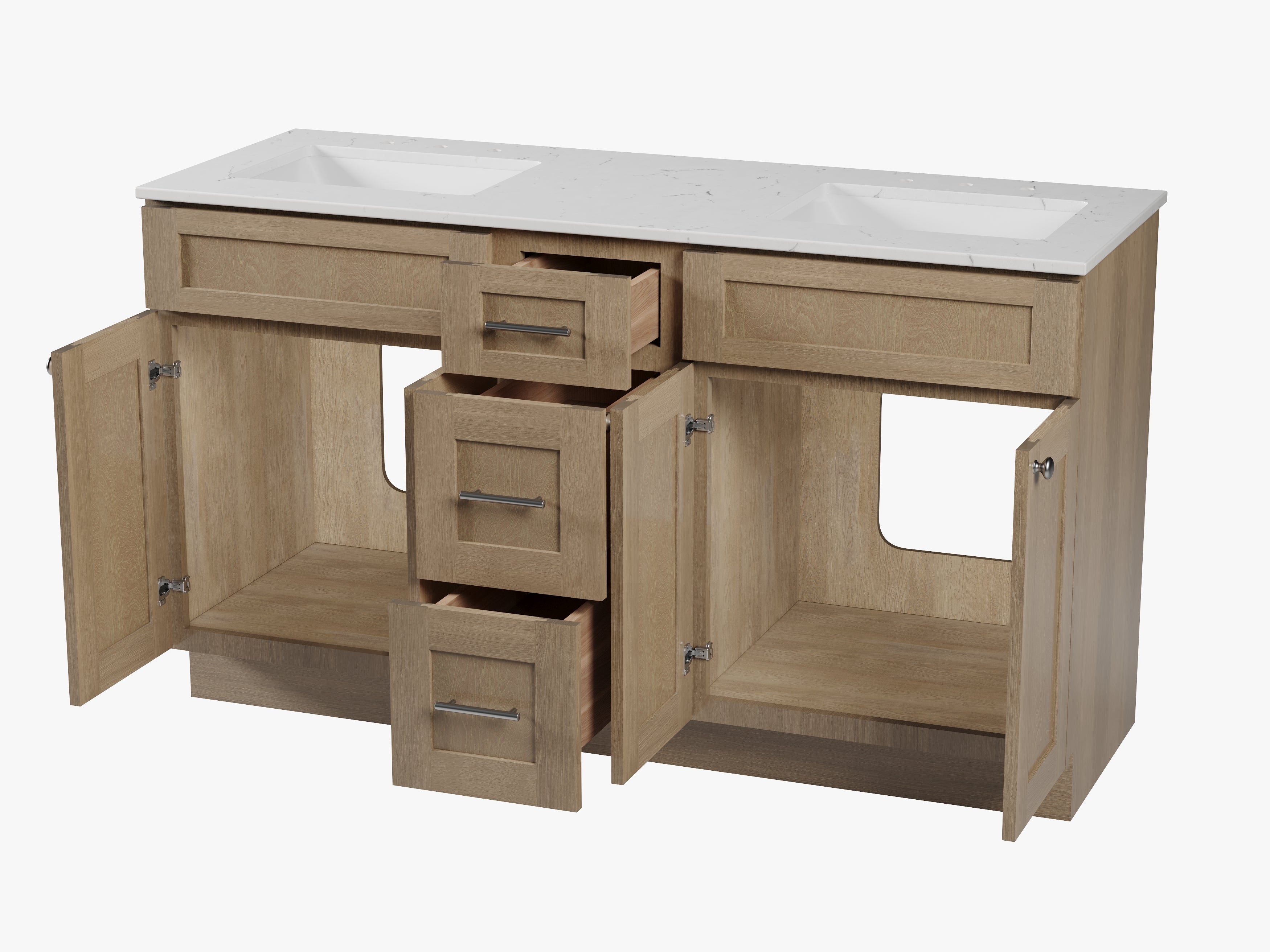 61'' Double Bathroom Vanity with Carrara Quartz Top