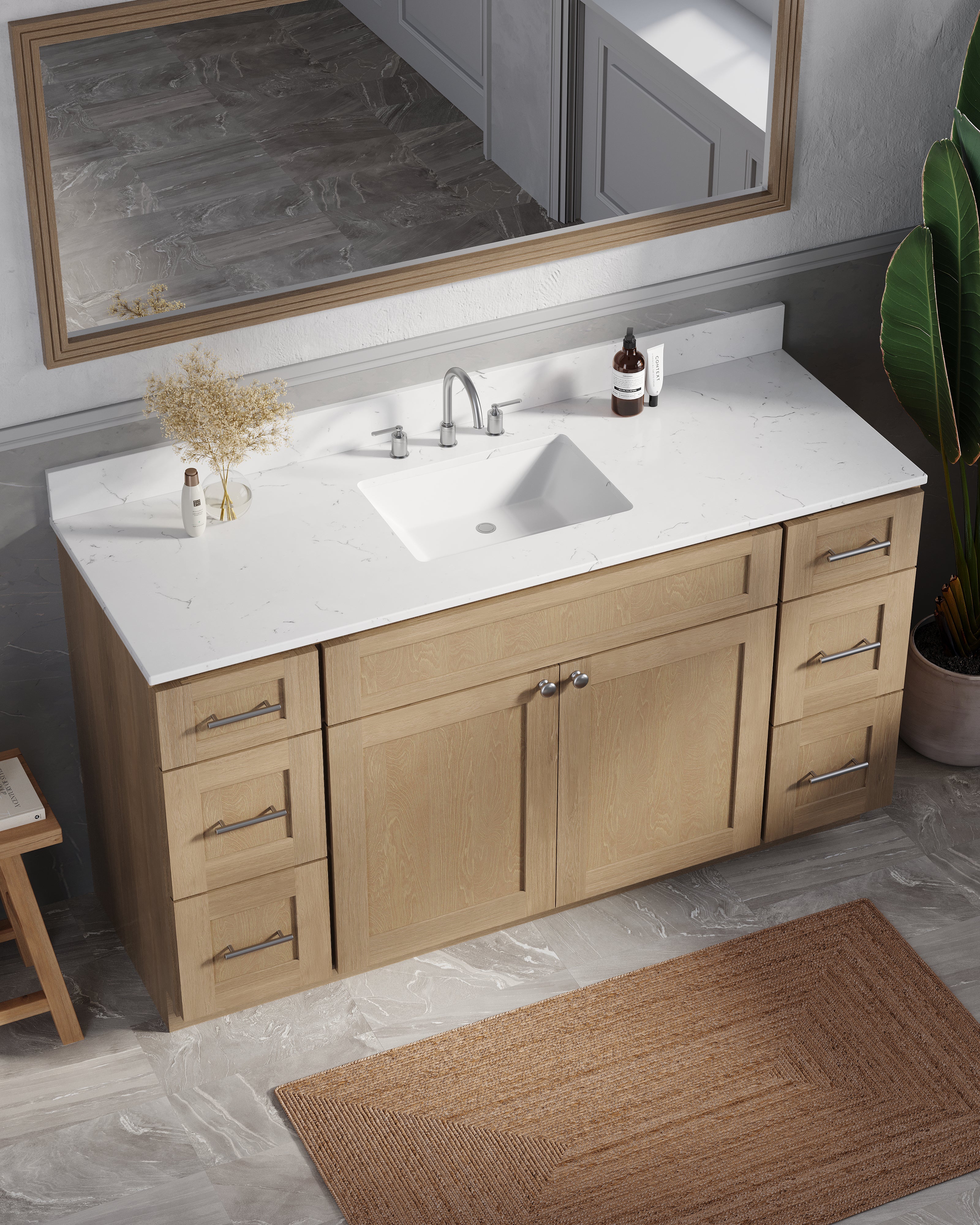 61'' Single Bathroom Vanity with Carrara Quartz Top