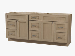 75" Double Bathroom Vanity Base only in White