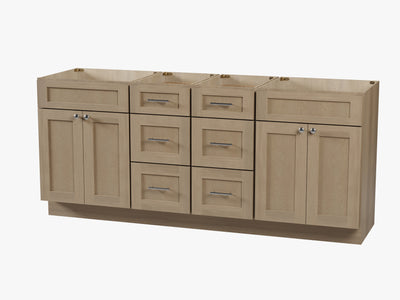 [color:Natural Oak] 78'' Double Bathroom Vanity Base - Natural Oak finish view