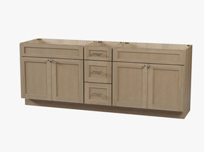 Disar 87" Double Bathroom Vanity Base Only in White