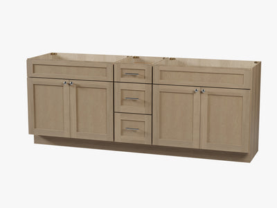 [color:Natural Oak] 87" Double Bathroom Vanity Base Only - Natural Oak finish view