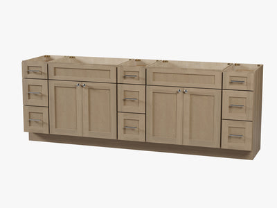 [color:Natural Oak] 96" Double Bathroom Vanity Base - Natural Oak finish view