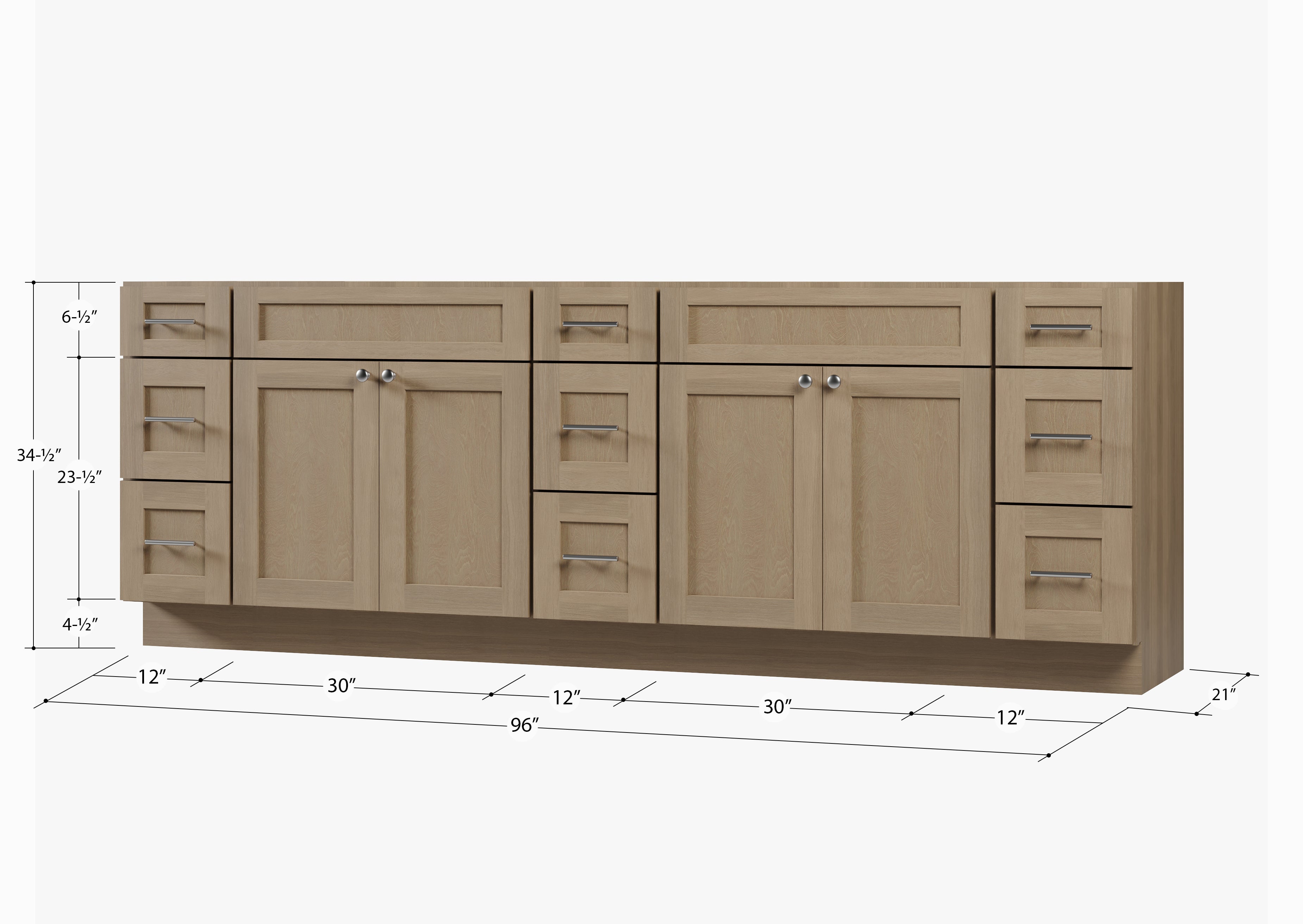 Disar 96" Double Bathroom Vanity Base