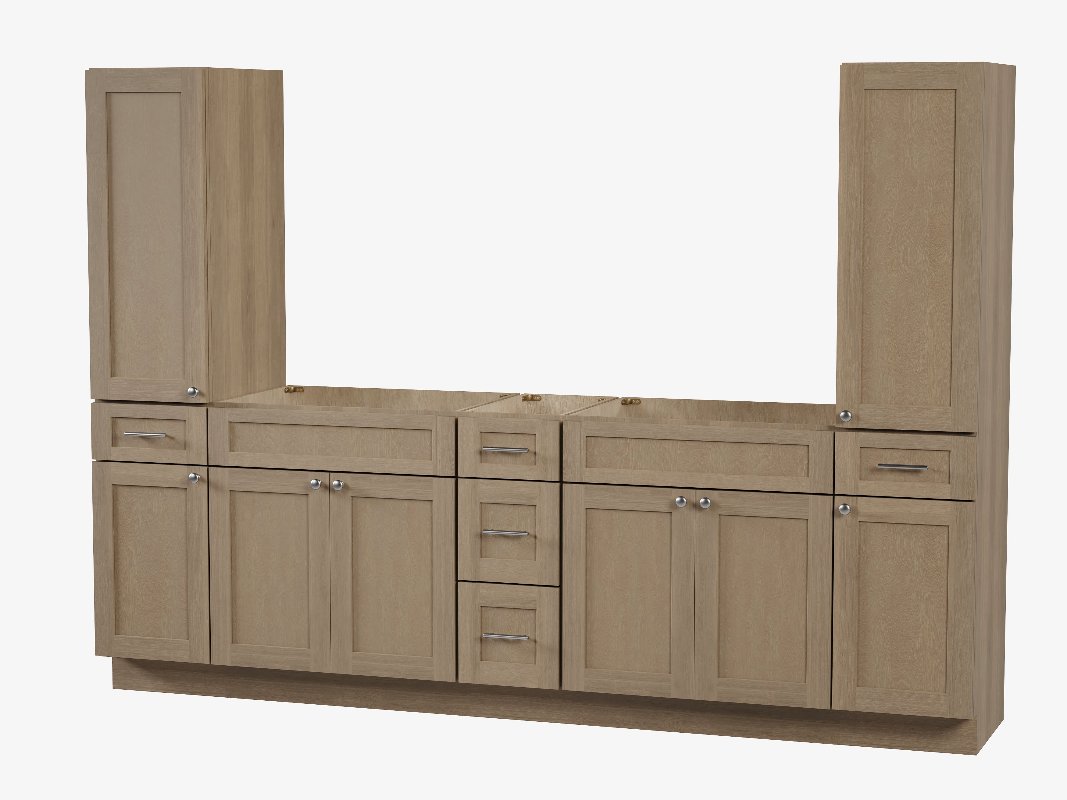 Disar 102'' Double Bathroom Vanity With Tall Linen Cabinet Dovetail Solid Wood Drawer Base Only