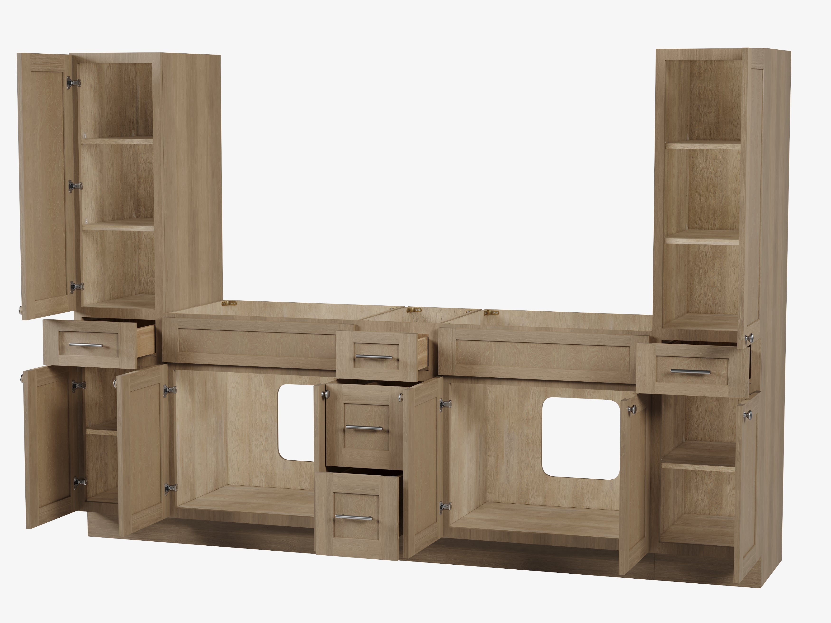 Disar 102'' Double Bathroom Vanity With Tall Linen Cabinet Dovetail Solid Wood Drawer Base Only