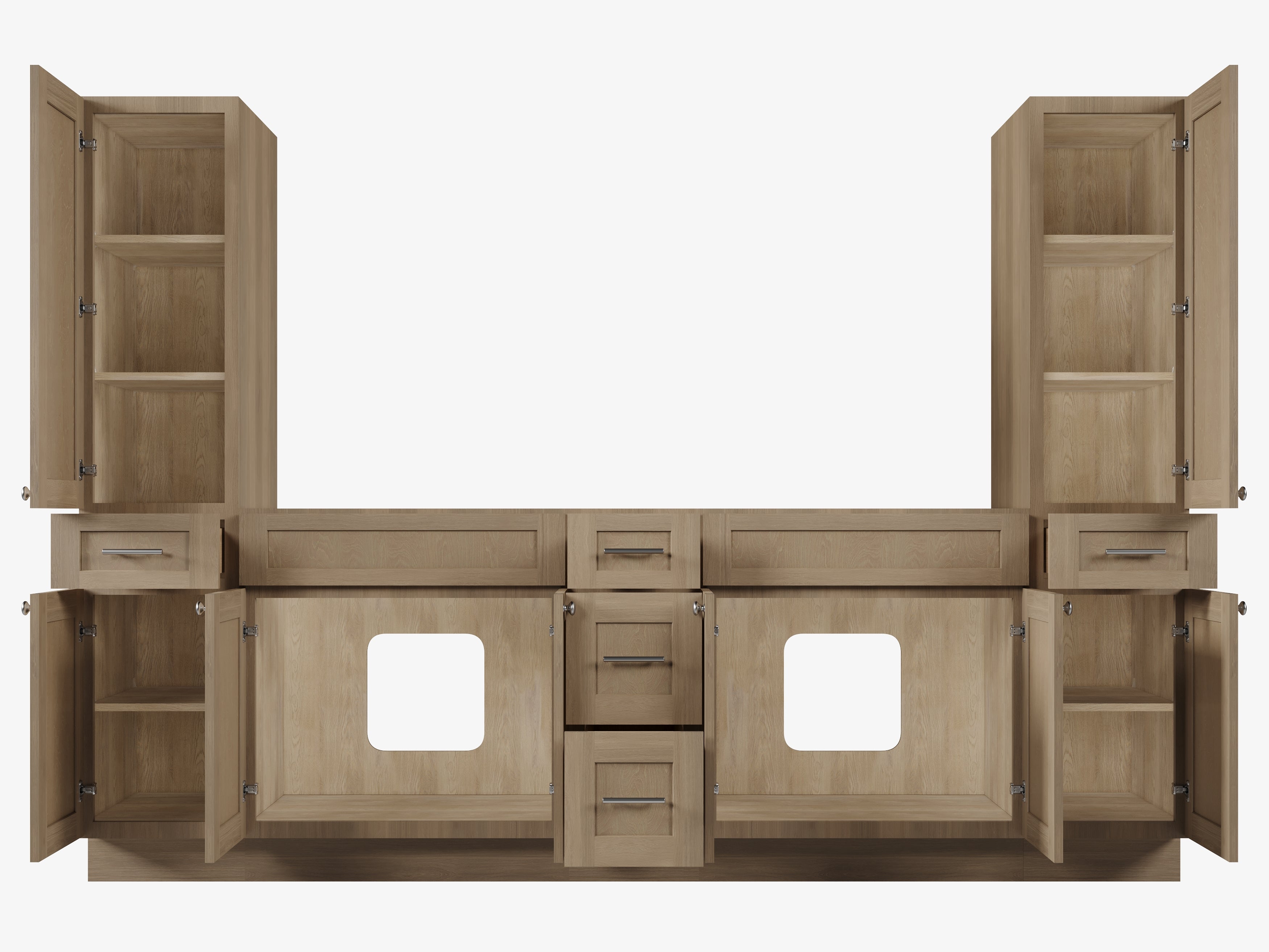 Disar 102'' Double Bathroom Vanity With Tall Linen Cabinet Dovetail Solid Wood Drawer Base Only