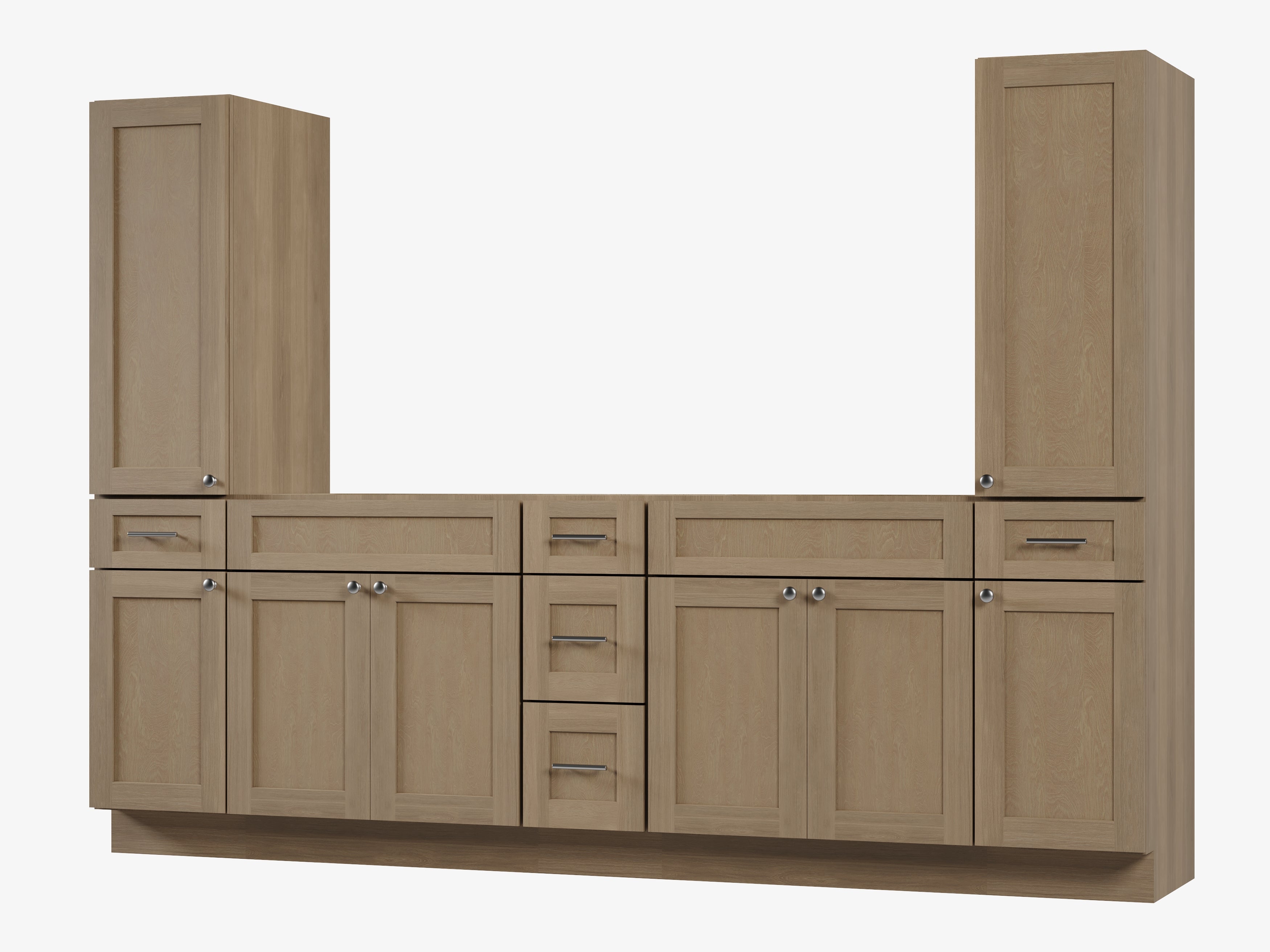 Disar 102'' Double Bathroom Vanity With Tall Linen Cabinet Dovetail Solid Wood Drawer Base Only