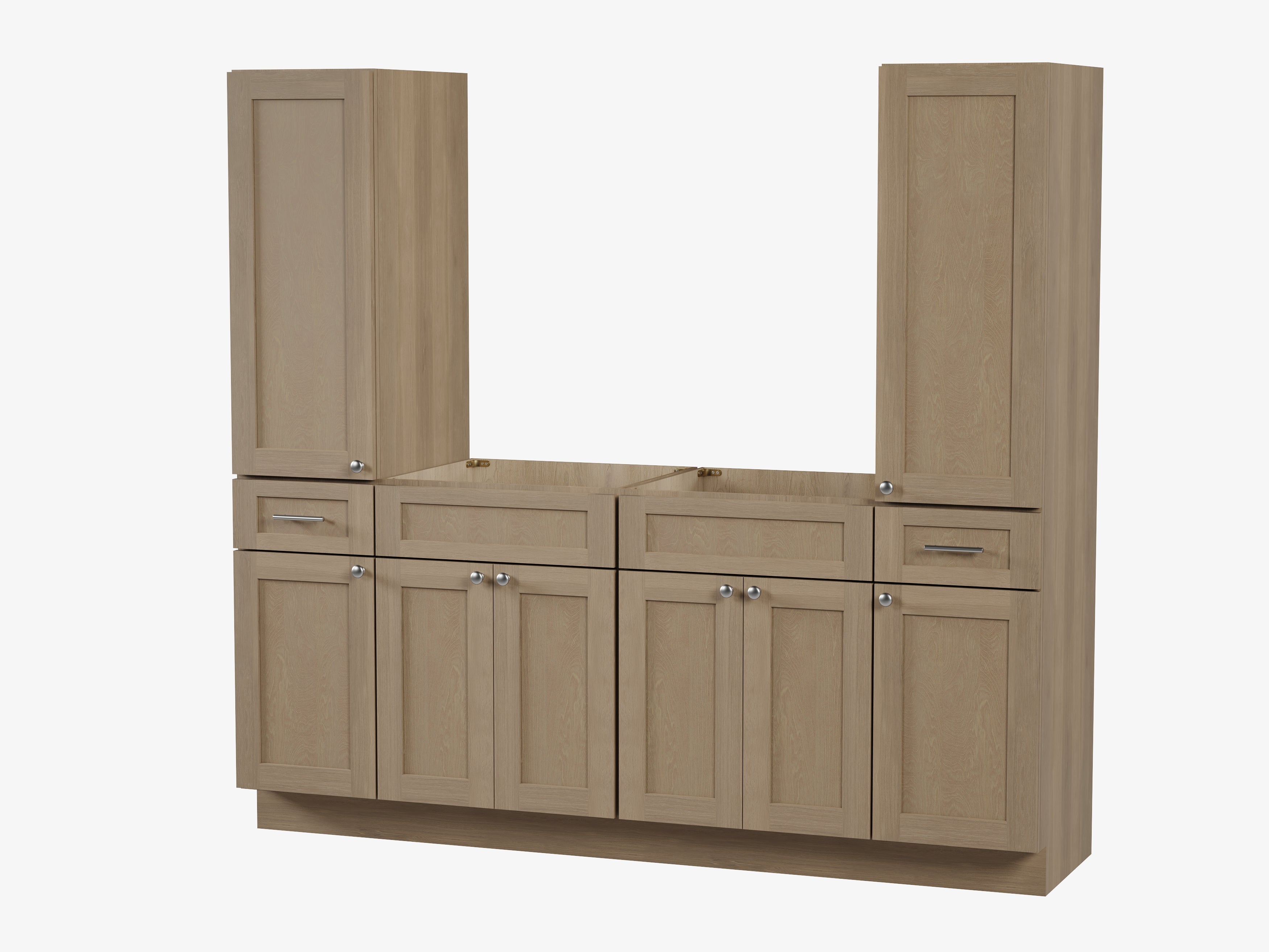 Disar 78'' Double Bathroom Vanity With Tall Linen Cabinet Dovetail Solid Wood Drawer Base Only
