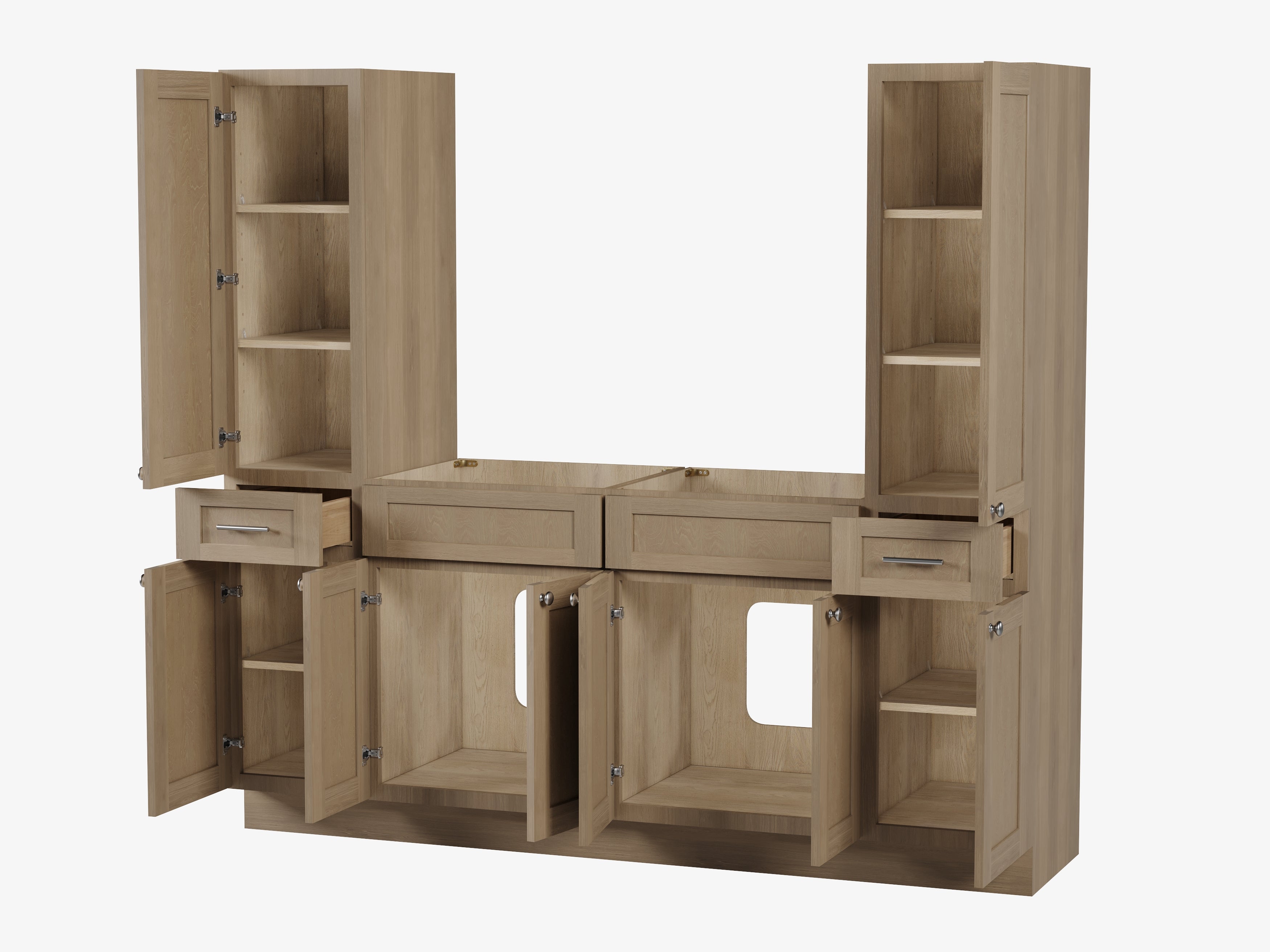 Disar 78'' Double Bathroom Vanity With Tall Linen Cabinet Dovetail Solid Wood Drawer Base Only