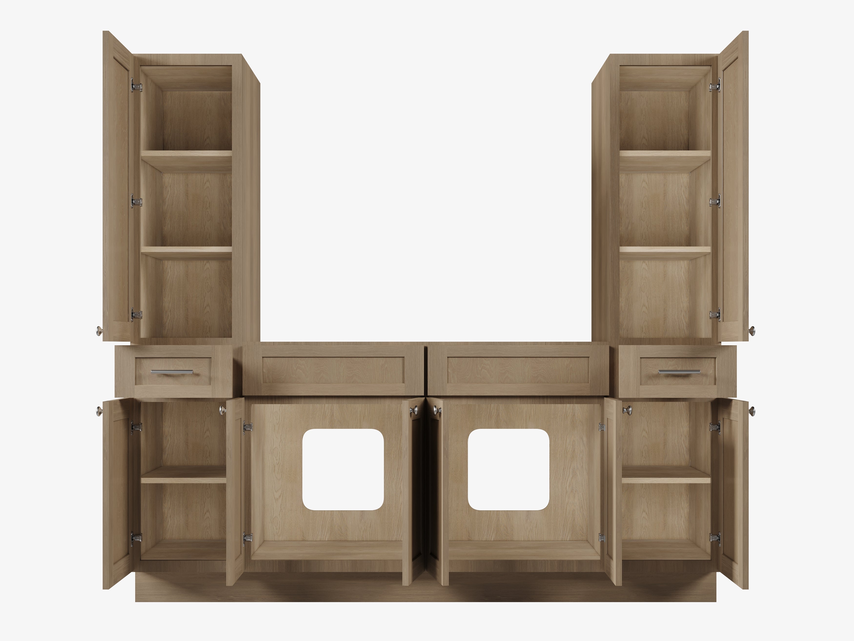 Disar 78'' Double Bathroom Vanity With Tall Linen Cabinet Dovetail Solid Wood Drawer Base Only