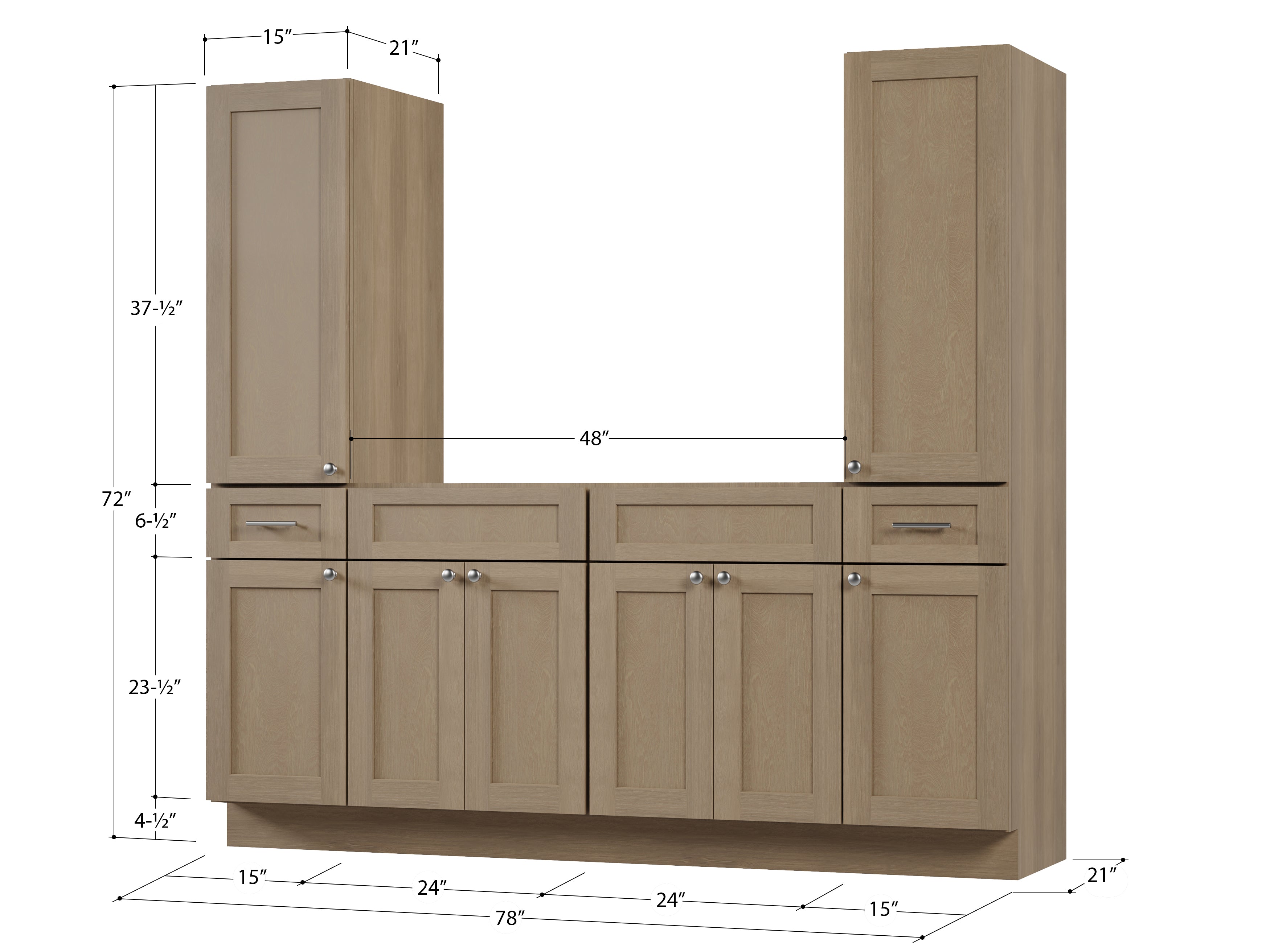 Disar 78'' Double Bathroom Vanity With Tall Linen Cabinet Dovetail Solid Wood Drawer Base Only