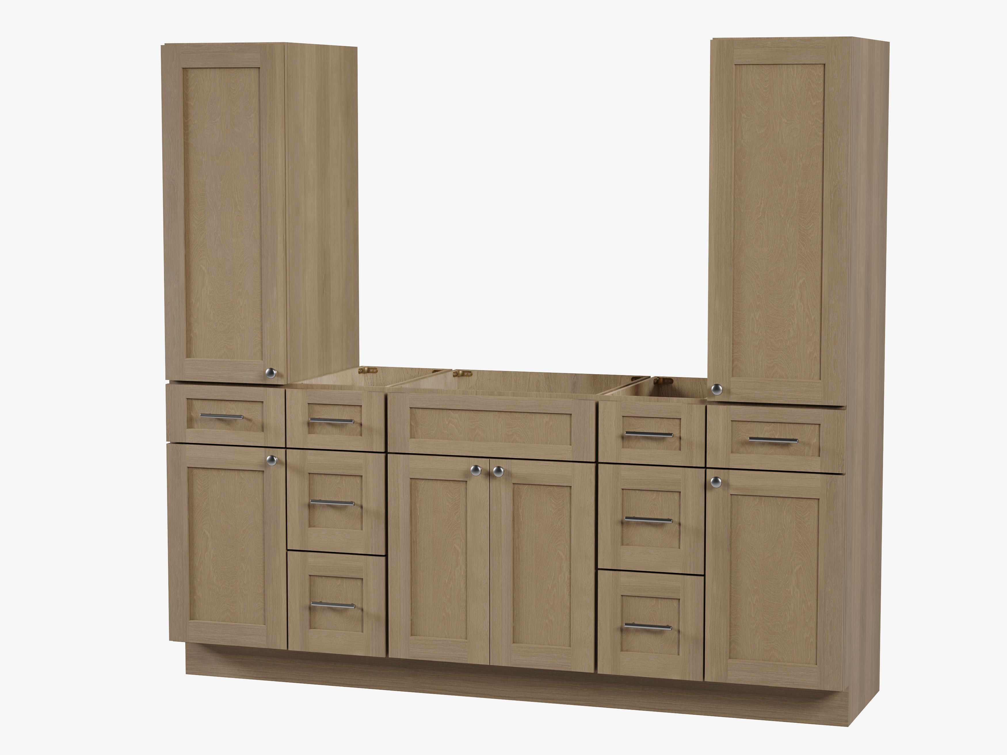 Disar 78'' Single Bathroom Vanity With Tall Linen Cabinet Dovetail Solid Wood Drawer Base Only