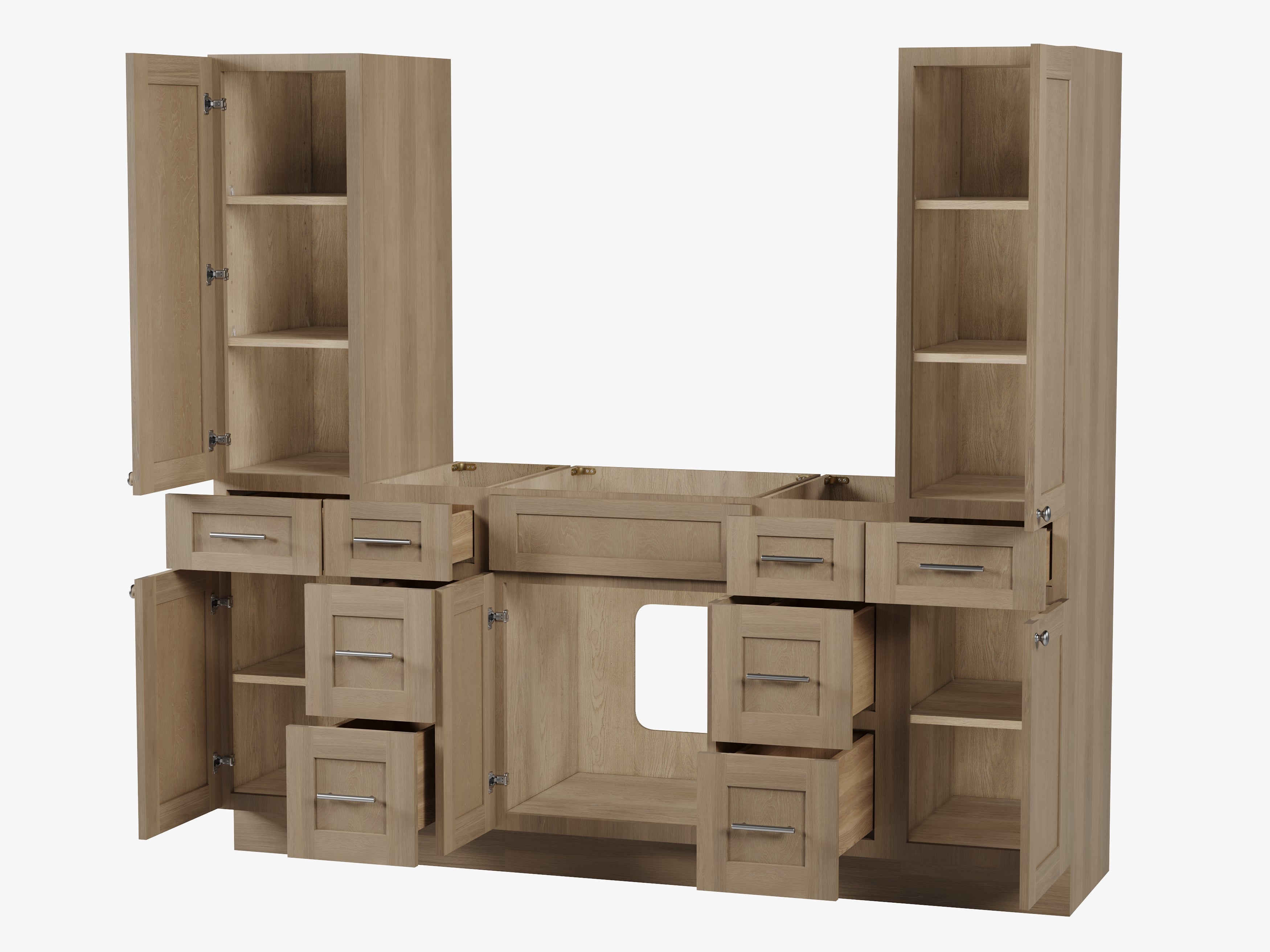 Disar 78'' Single Bathroom Vanity With Tall Linen Cabinet Dovetail Solid Wood Drawer Base Only