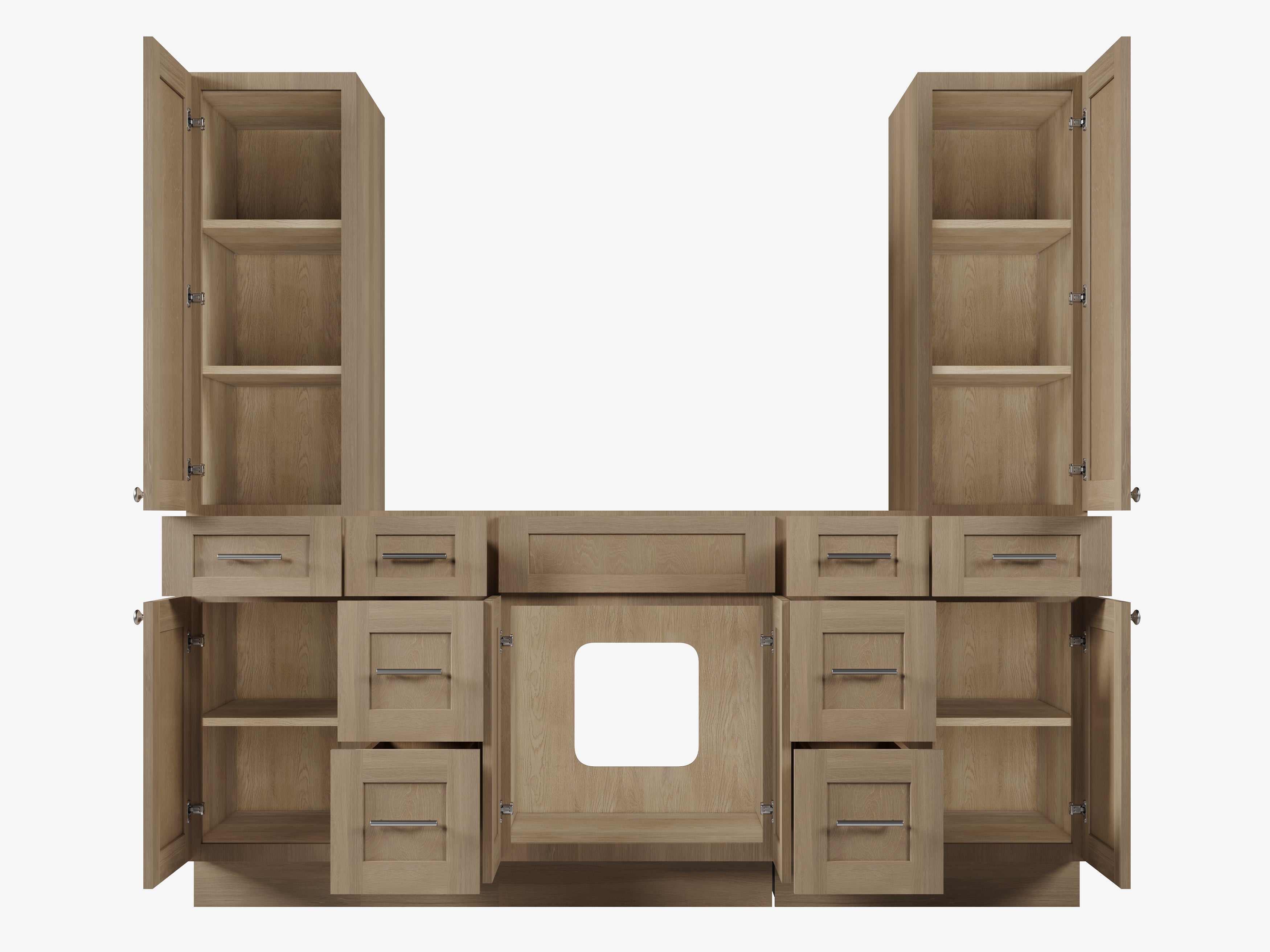 Disar 78'' Single Bathroom Vanity With Tall Linen Cabinet Dovetail Solid Wood Drawer Base Only