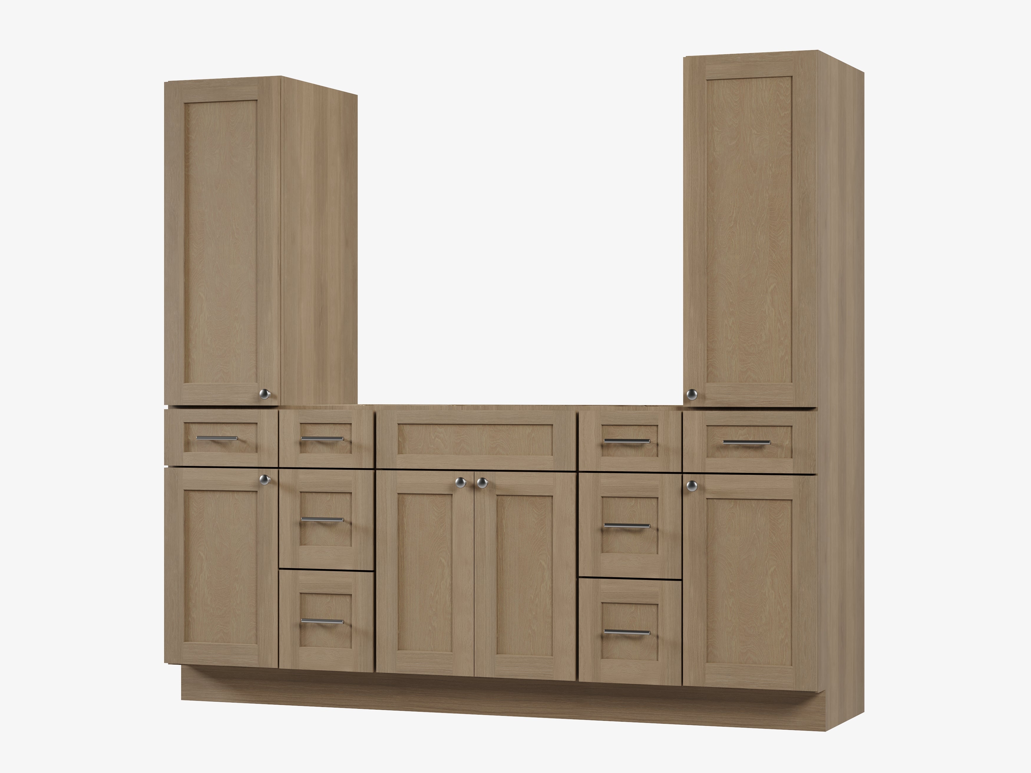Disar 78'' Single Bathroom Vanity With Tall Linen Cabinet Dovetail Solid Wood Drawer Base Only