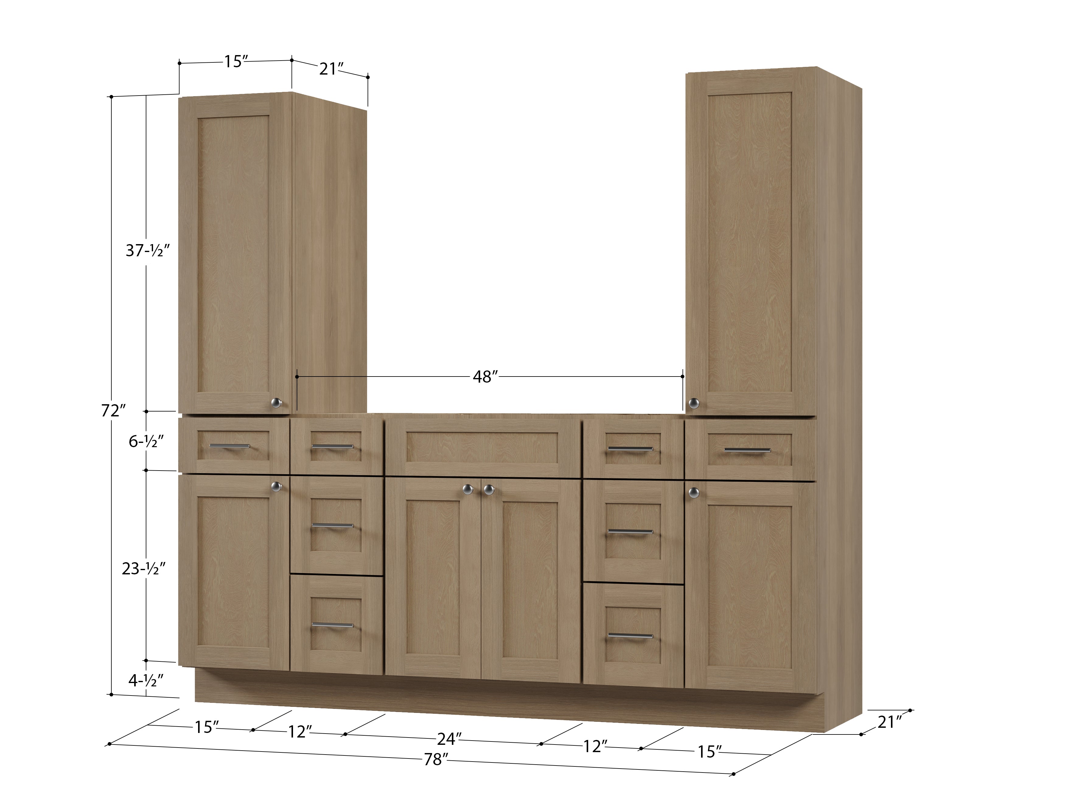 Disar 78'' Single Bathroom Vanity With Tall Linen Cabinet Dovetail Solid Wood Drawer Base Only