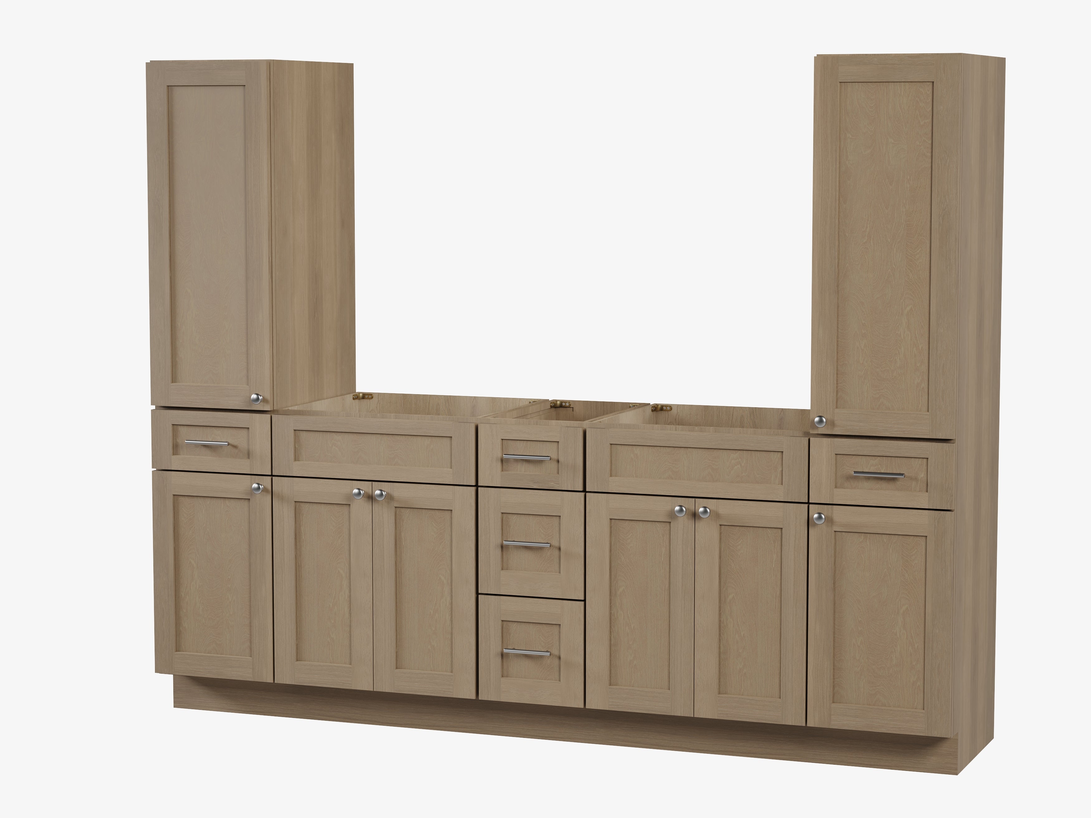 Disar 90'' Double Bathroom Vanity With Tall Linen Cabinet Dovetail Solid Wood Drawer Base Only